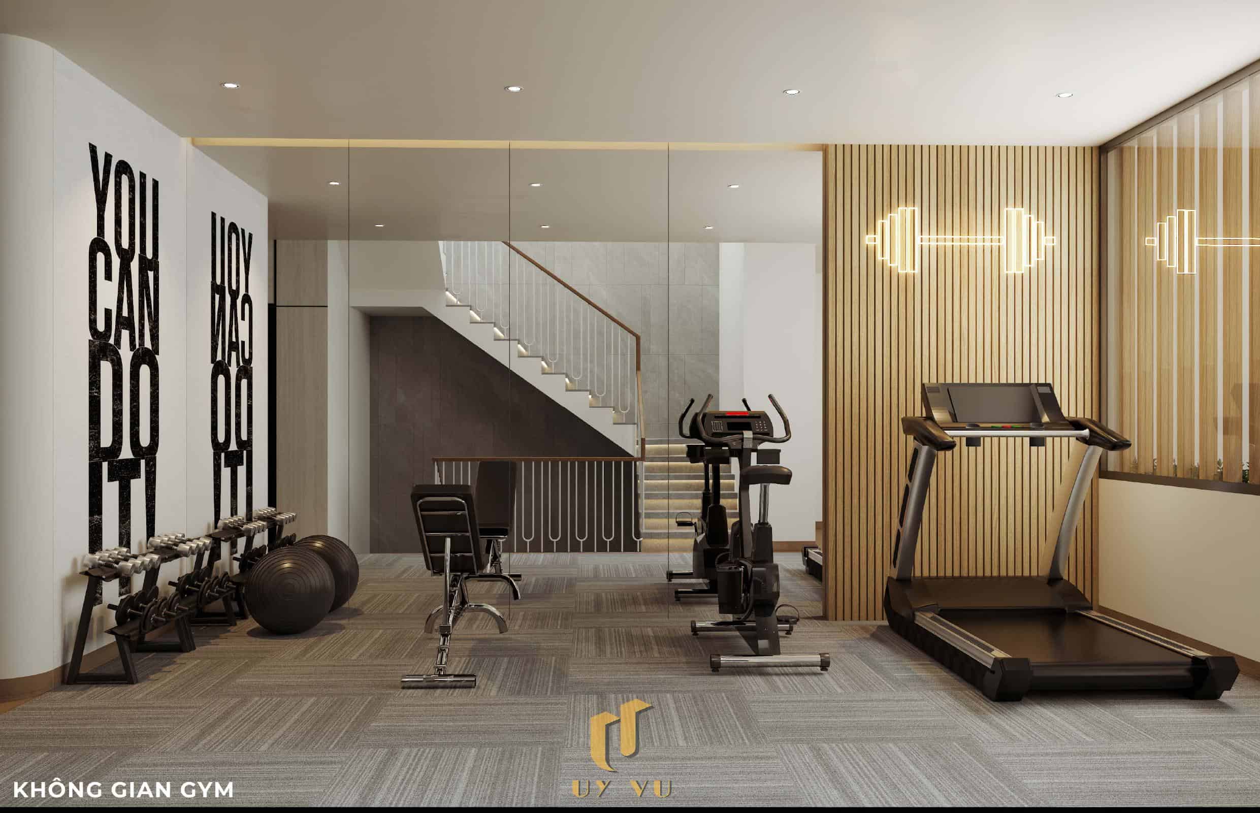 Nhà Chị Xuân Đà Nẵng | Hiện Đại, Tinh Tế Và Đầy Cảm Xúc Phối cảnh không gian gym nhà chị Xuân Đà Nẵng