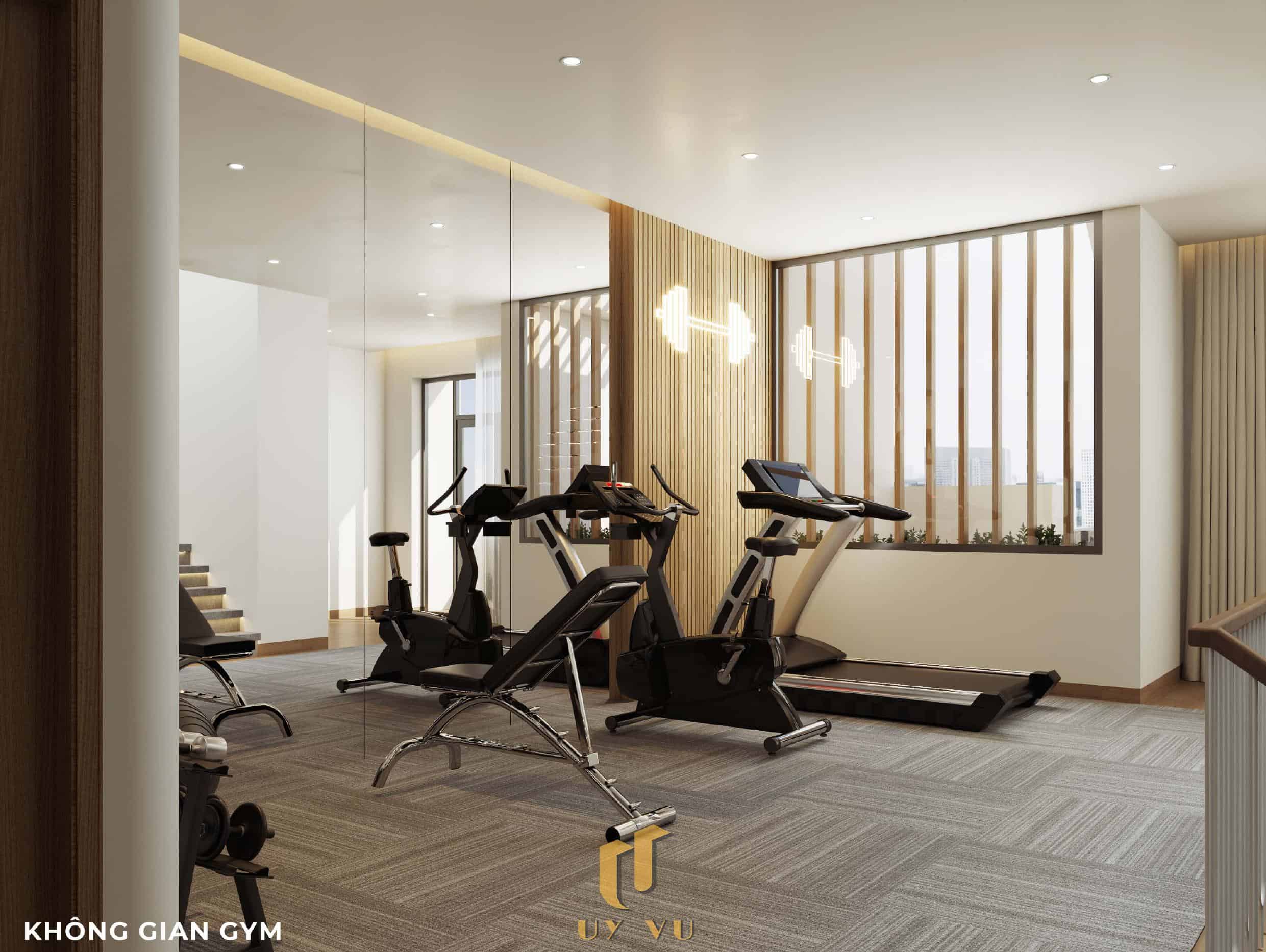 Nhà Chị Xuân Đà Nẵng | Hiện Đại, Tinh Tế Và Đầy Cảm Xúc Phối cảnh không gian gym nhà chị Xuân Đà Nẵng