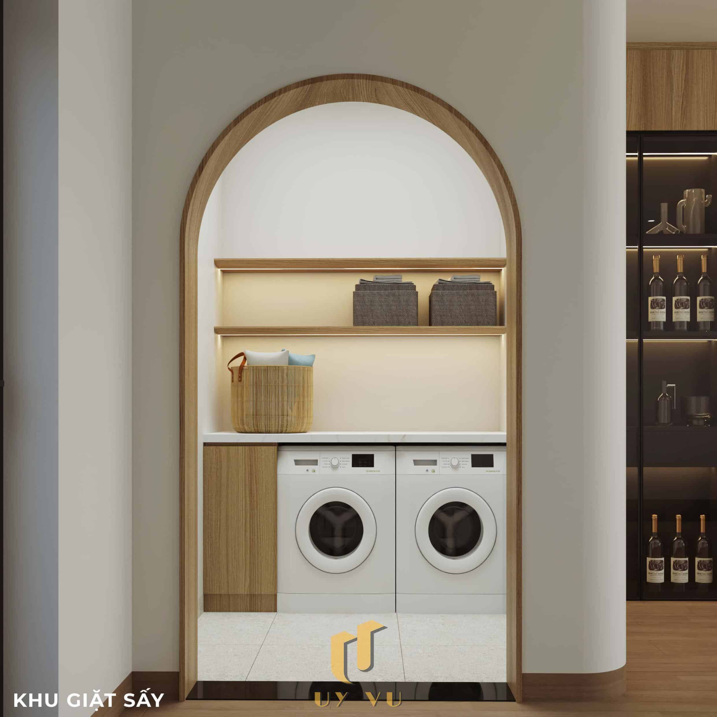 Nhà Chị Xuân Đà Nẵng | Hiện Đại, Tinh Tế Và Đầy Cảm Xúc Phối cảnh khu giặt sấy nhà chị Xuân Đà Nẵng