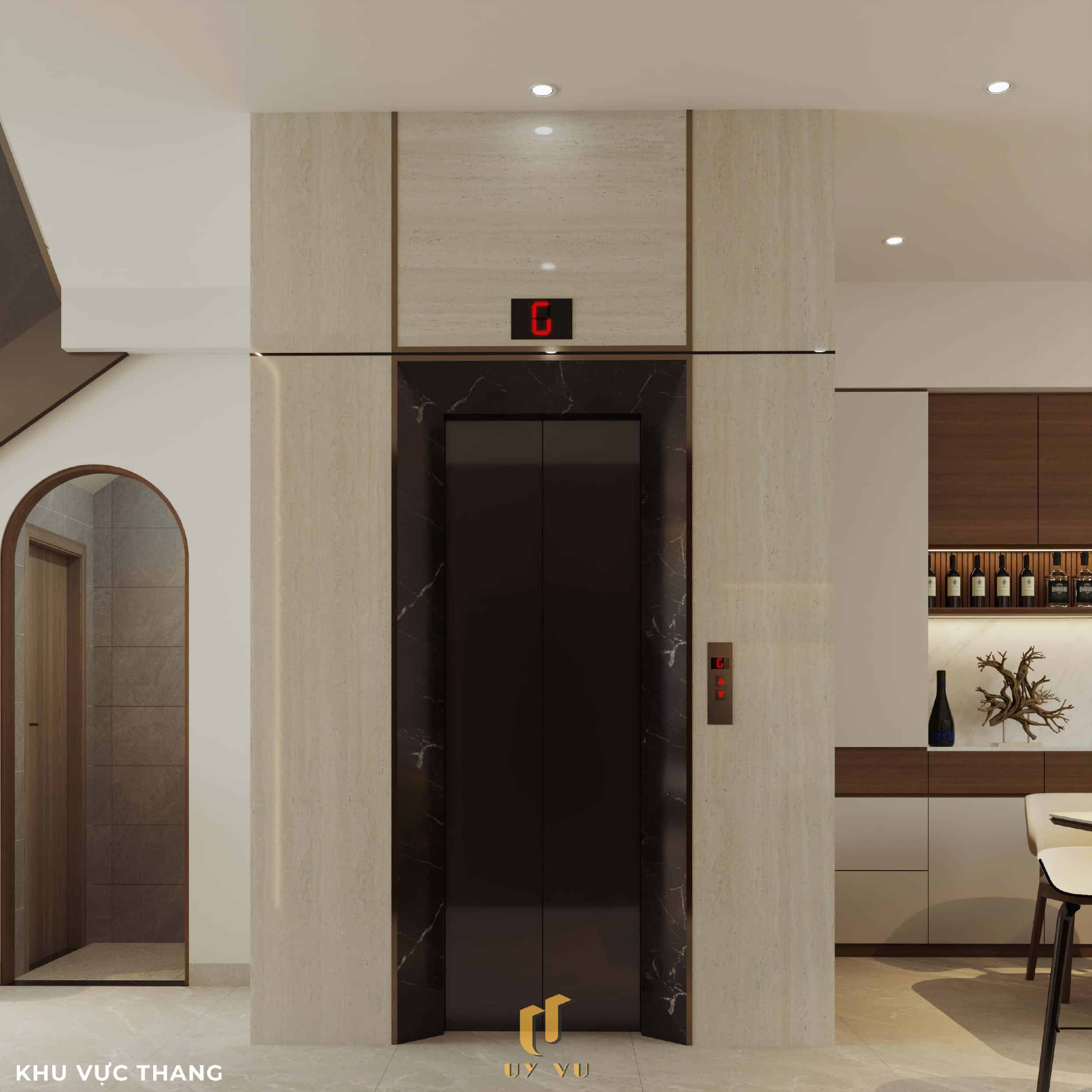 Nhà Chị Xuân Đà Nẵng | Hiện Đại, Tinh Tế Và Đầy Cảm Xúc Phối cảnh khu vực cầu thang nhà chị Xuân Đà Nẵng