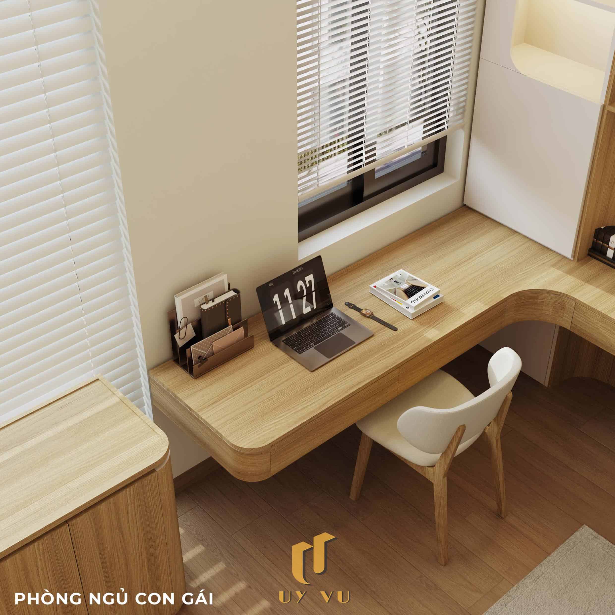 Nhà Chị Xuân Đà Nẵng | Hiện Đại, Tinh Tế Và Đầy Cảm Xúc Phối cảnh phòng ngủ con gái nhà chị Xuân Đà Nẵng