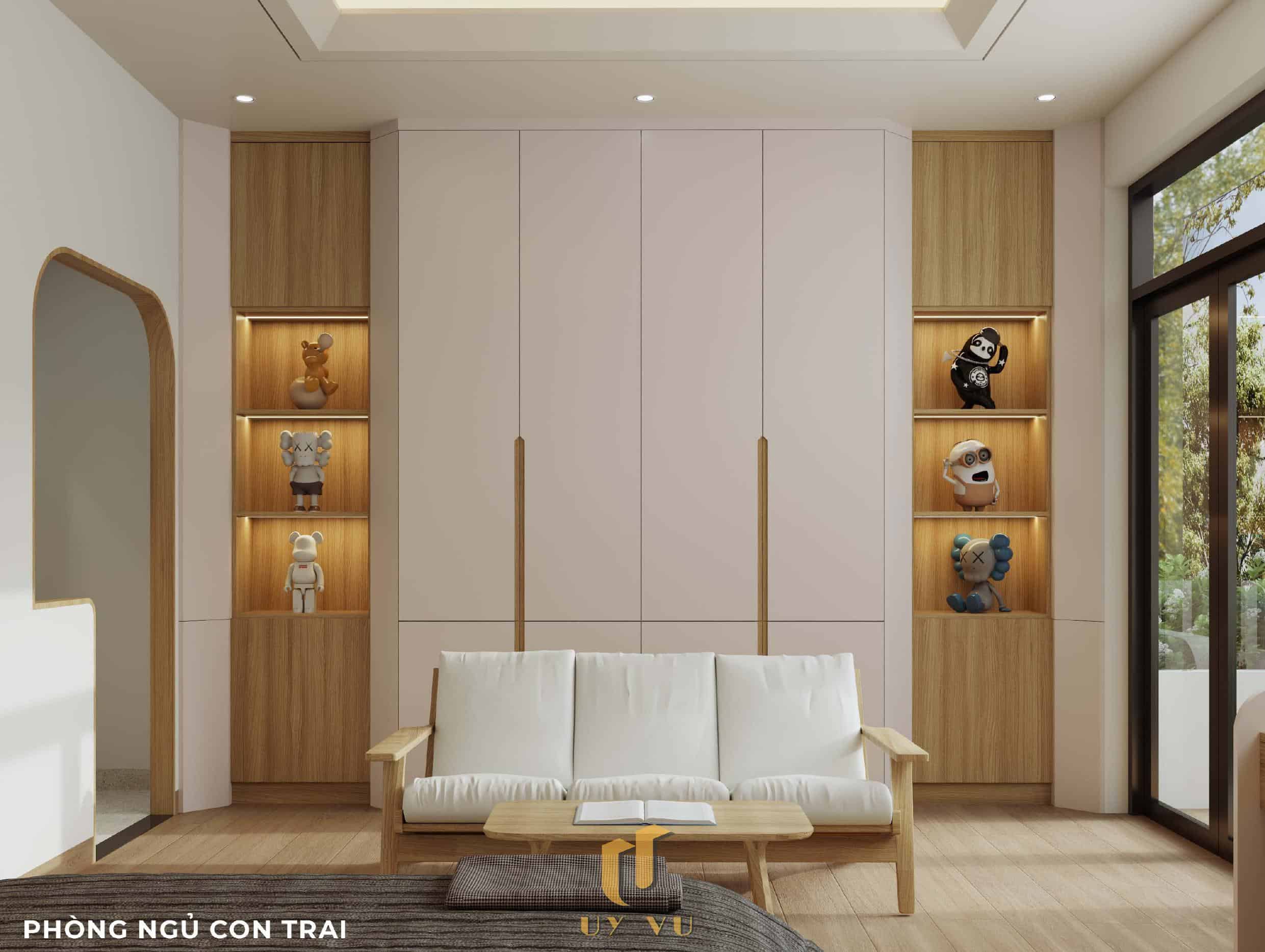 Nhà Chị Xuân Đà Nẵng | Hiện Đại, Tinh Tế Và Đầy Cảm Xúc Phối cảnh phòng ngủ con trai nhà chị Xuân Đà Nẵng