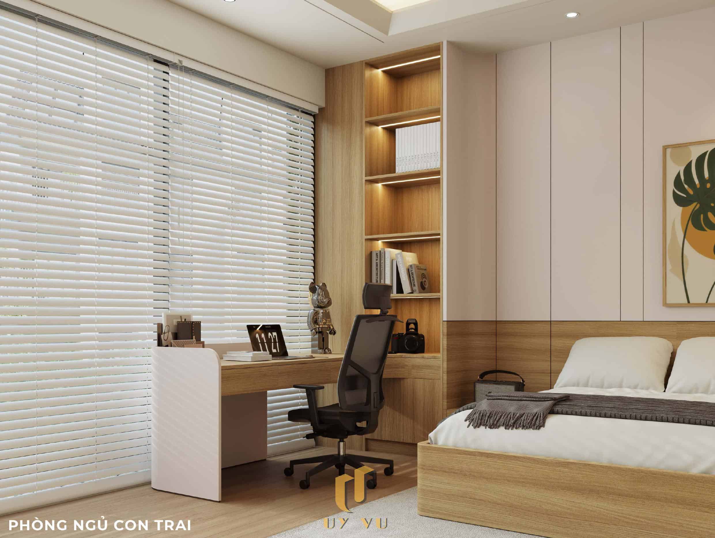 Nhà Chị Xuân Đà Nẵng | Hiện Đại, Tinh Tế Và Đầy Cảm Xúc Phối cảnh phòng ngủ con trai nhà chị Xuân Đà Nẵng