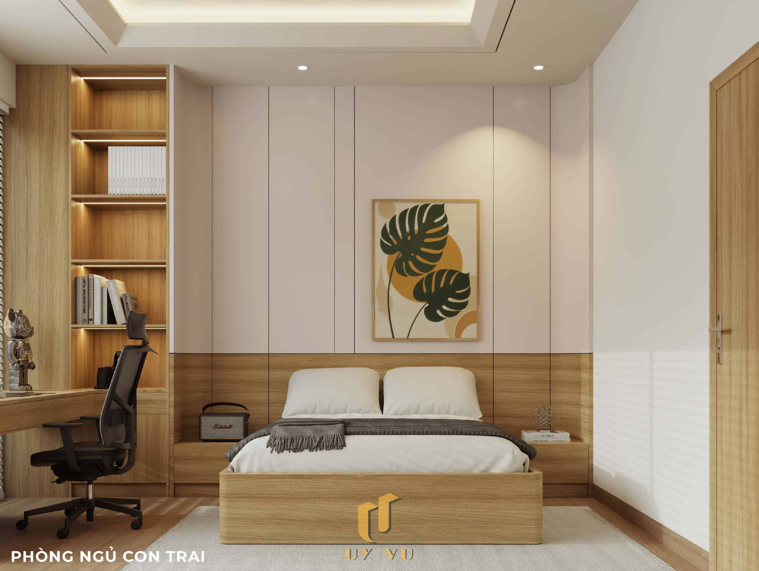 Nhà Chị Xuân Đà Nẵng | Hiện Đại, Tinh Tế Và Đầy Cảm Xúc Phối cảnh phòng ngủ con trai nhà chị Xuân Đà Nẵng