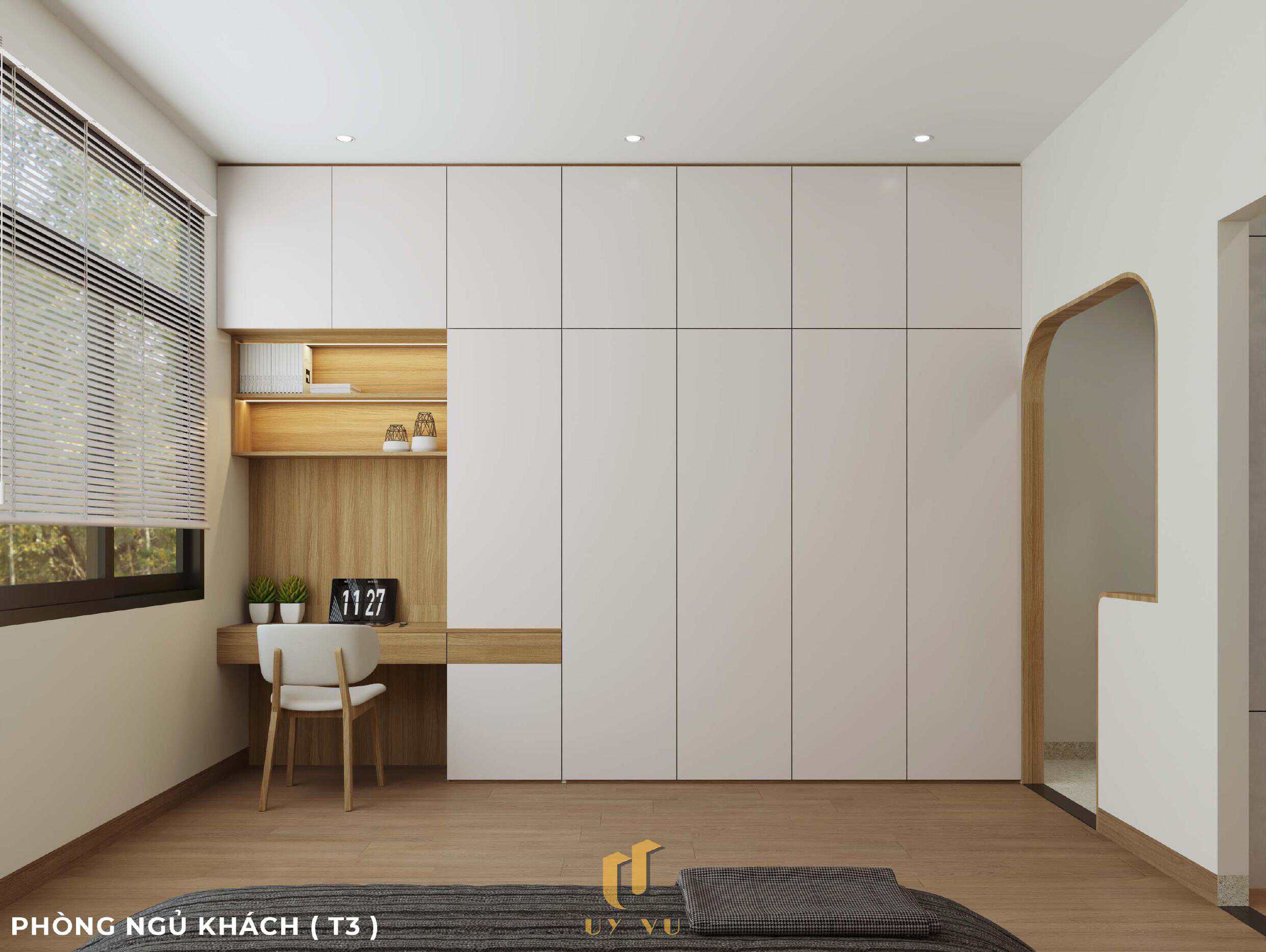 Nhà Chị Xuân Đà Nẵng | Hiện Đại, Tinh Tế Và Đầy Cảm Xúc Phối cảnh phòng ngủ khách nhà chị Xuân Đà Nẵng