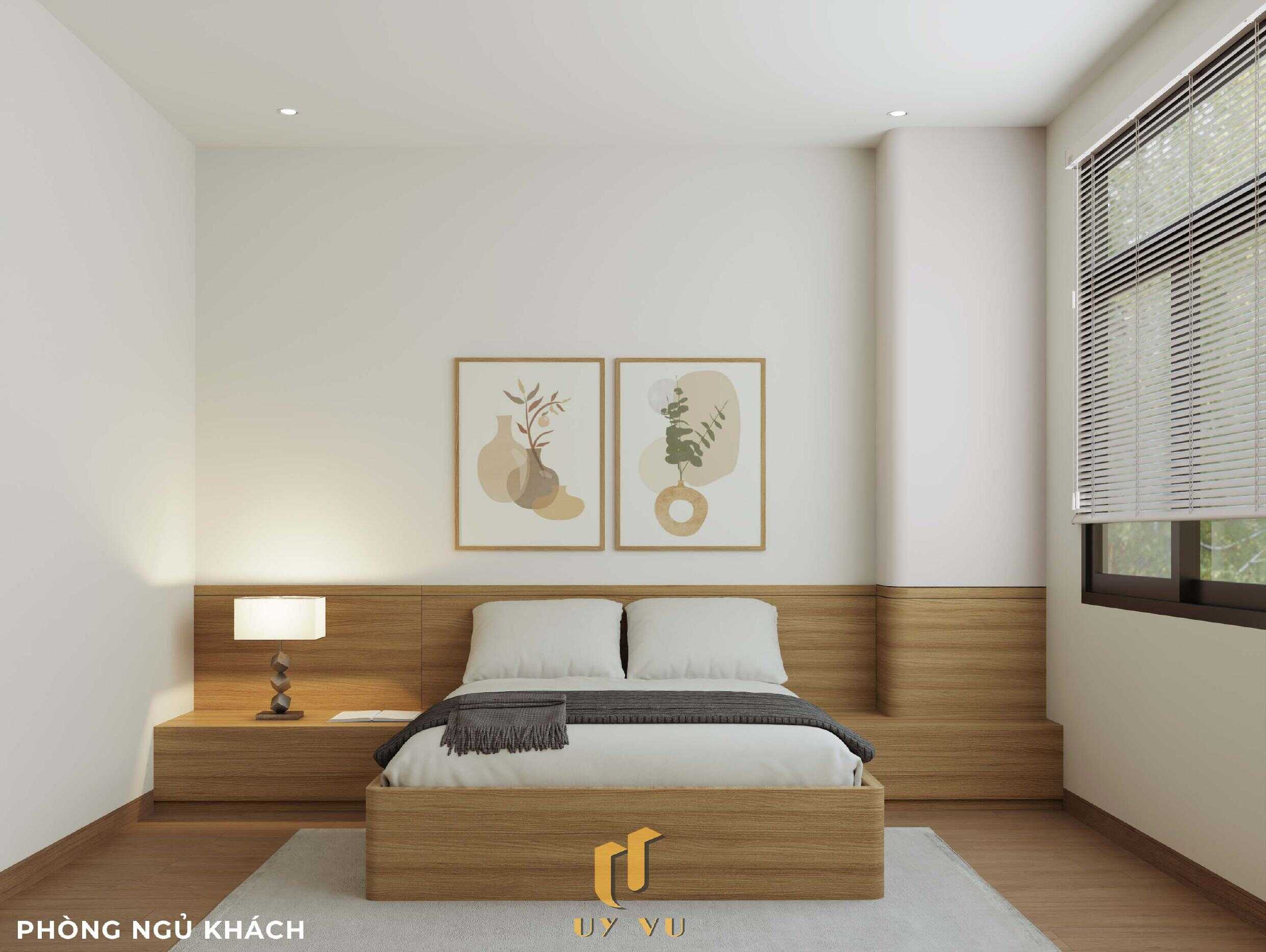 Nhà Chị Xuân Đà Nẵng | Hiện Đại, Tinh Tế Và Đầy Cảm Xúc Phối cảnh phòng ngủ khách nhà chị Xuân Đà Nẵng