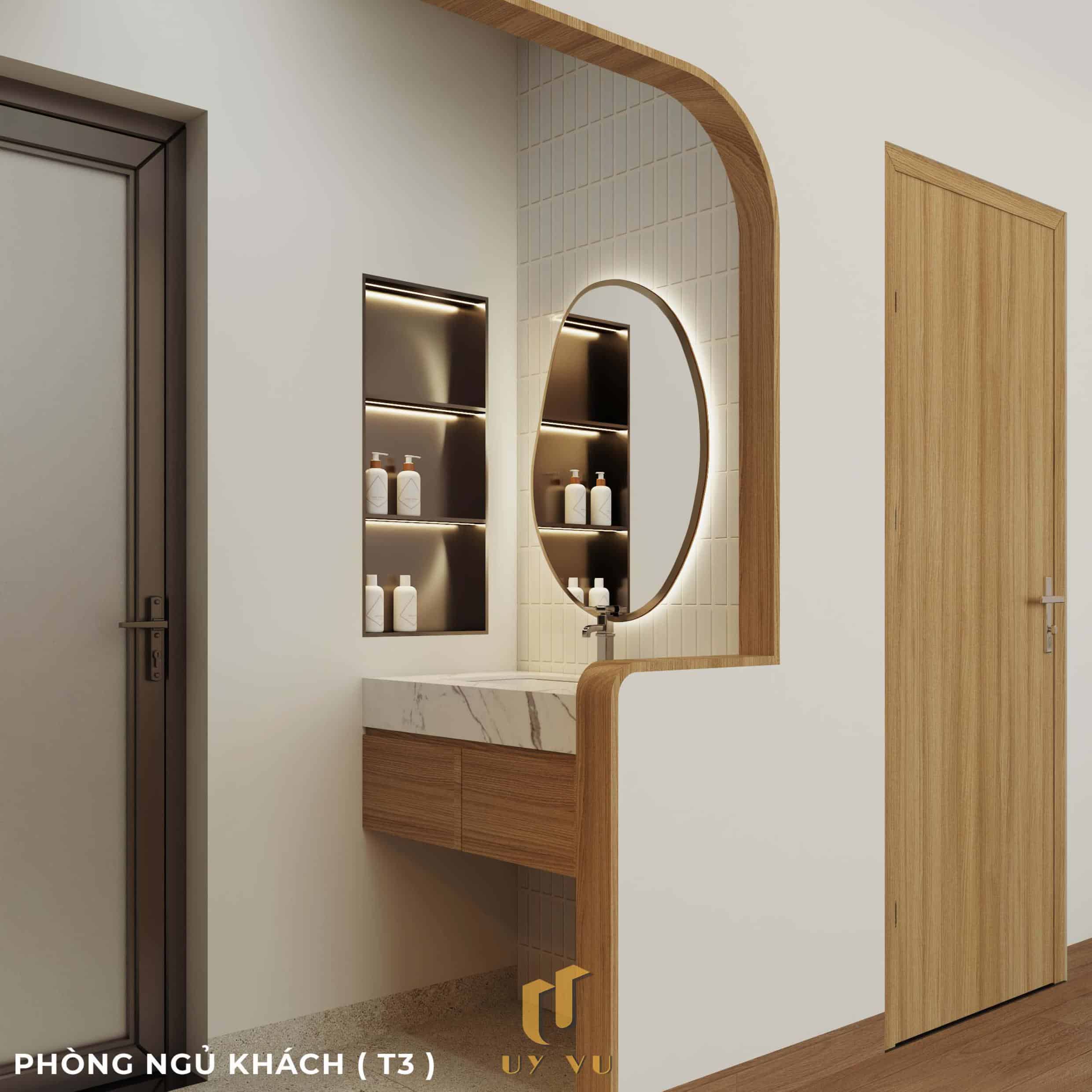 Nhà Chị Xuân Đà Nẵng | Hiện Đại, Tinh Tế Và Đầy Cảm Xúc Phối cảnh phòng ngủ khách nhà chị Xuân Đà Nẵng