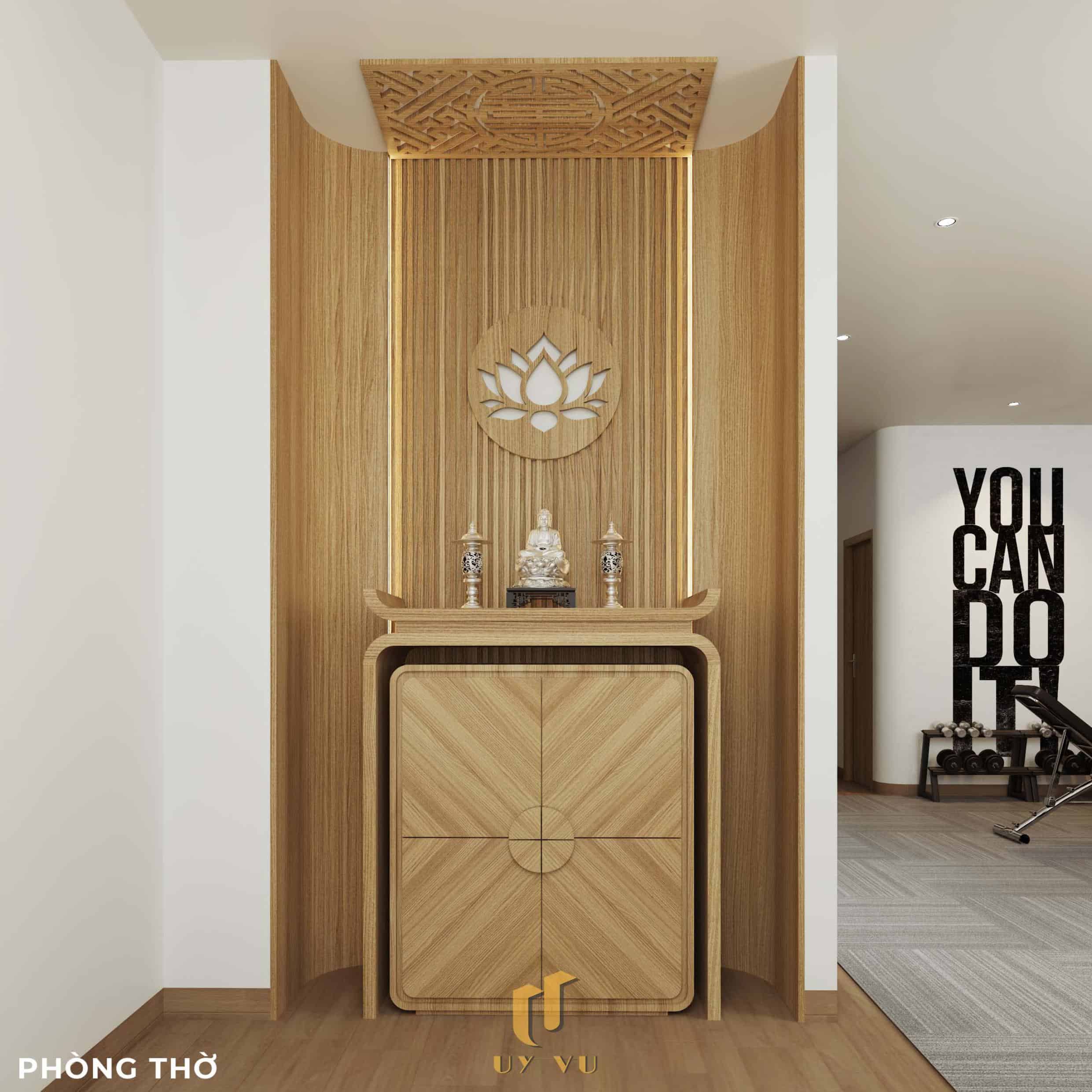 Nhà Chị Xuân Đà Nẵng | Hiện Đại, Tinh Tế Và Đầy Cảm Xúc Phối cảnh phòng thờ nhà chị Xuân Đà Nẵng