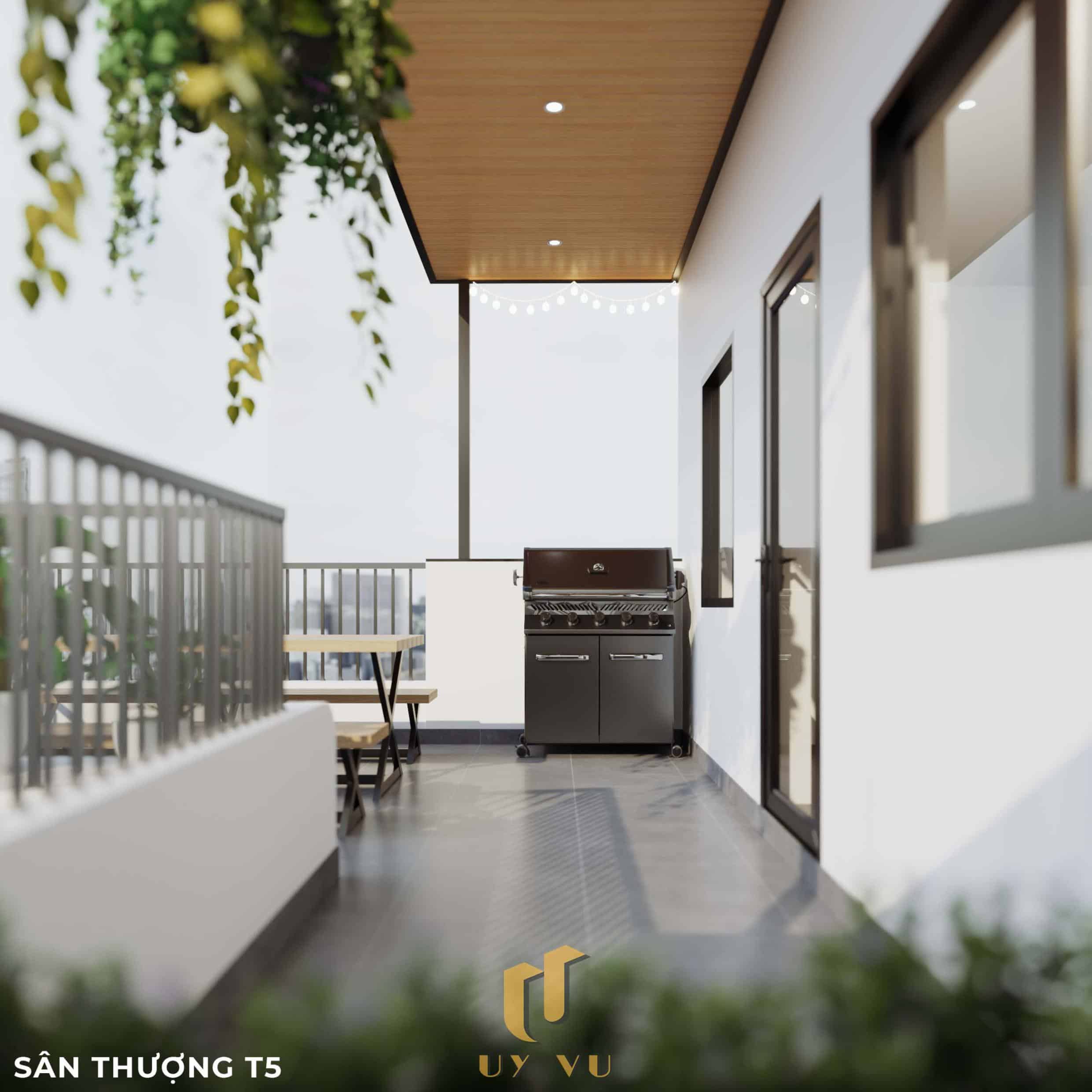 Nhà Chị Xuân Đà Nẵng | Hiện Đại, Tinh Tế Và Đầy Cảm Xúc Phối cảnh sân thượng tầng 5 nhà chị Xuân Đà Nẵng