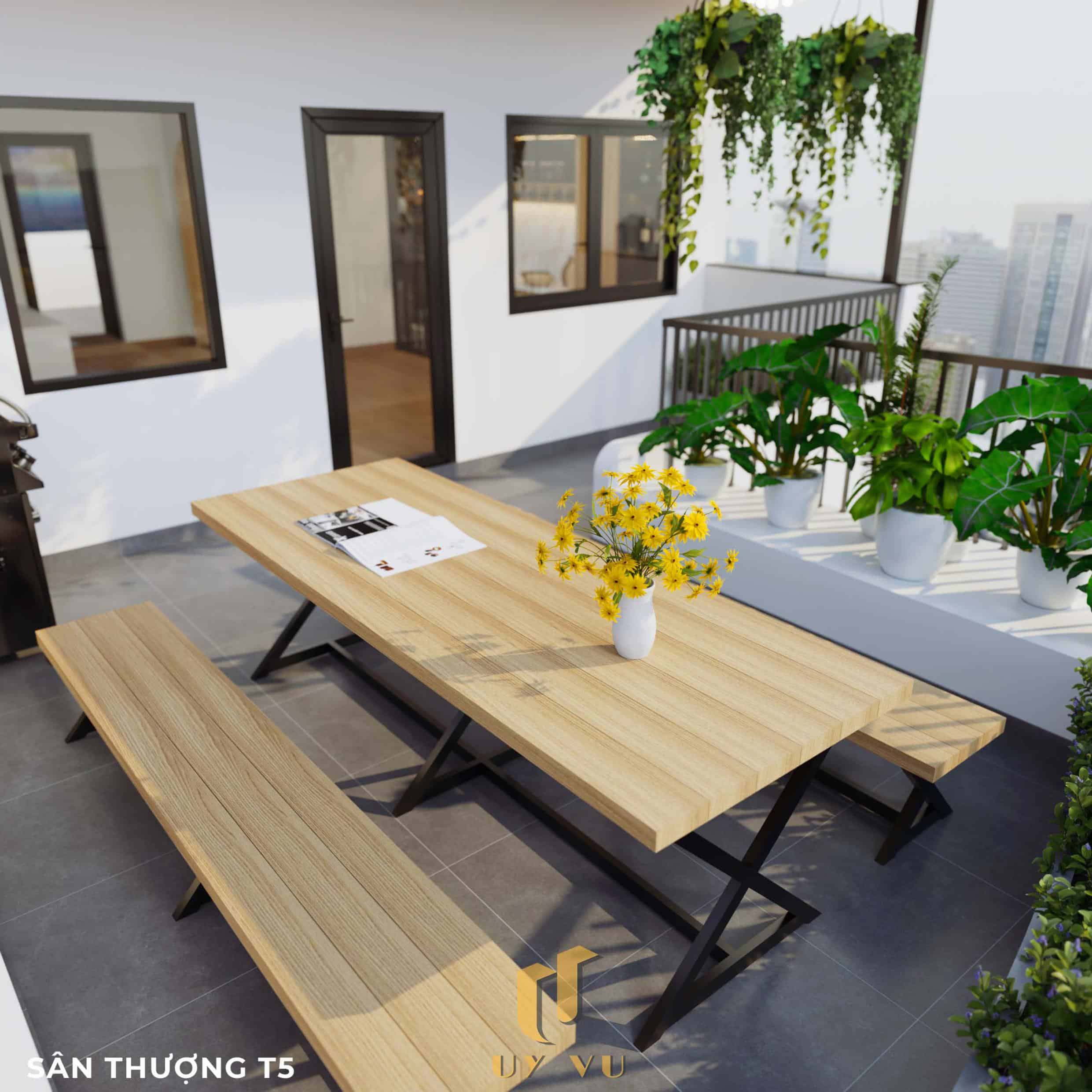 Nhà Chị Xuân Đà Nẵng | Hiện Đại, Tinh Tế Và Đầy Cảm Xúc Phối cảnh sân thượng tầng 5 nhà chị Xuân Đà Nẵng