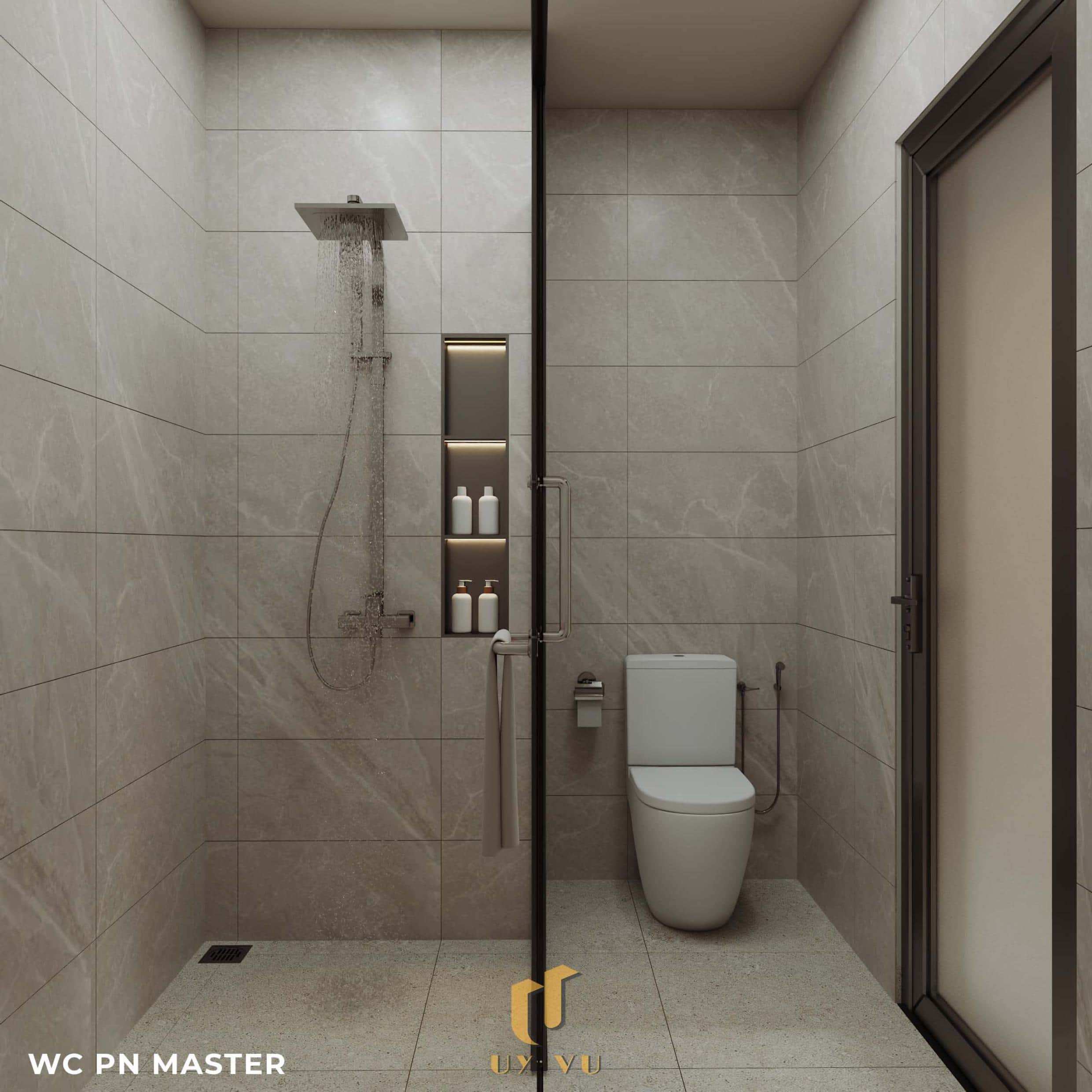 Nhà Chị Xuân Đà Nẵng | Hiện Đại, Tinh Tế Và Đầy Cảm Xúc Phối cảnh wc phòng ngủ master nhà chị Xuân Đà Nẵng