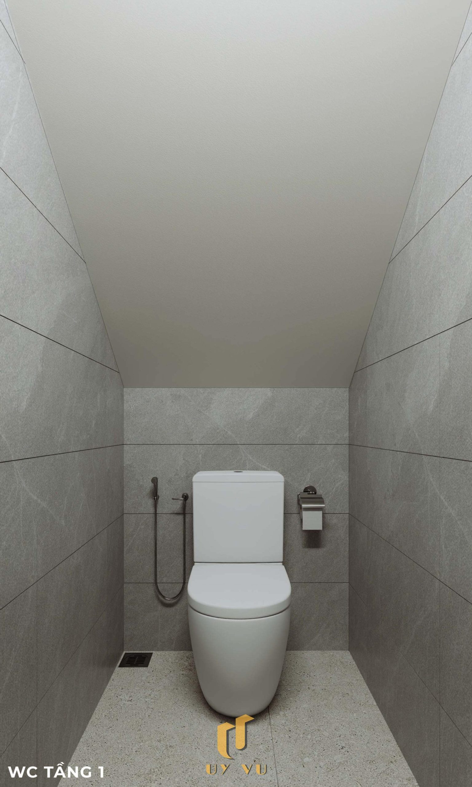 Nhà Chị Xuân Đà Nẵng | Hiện Đại, Tinh Tế Và Đầy Cảm Xúc Phối cảnh wc tầng 1 nhà chị Xuân Đà Nẵng