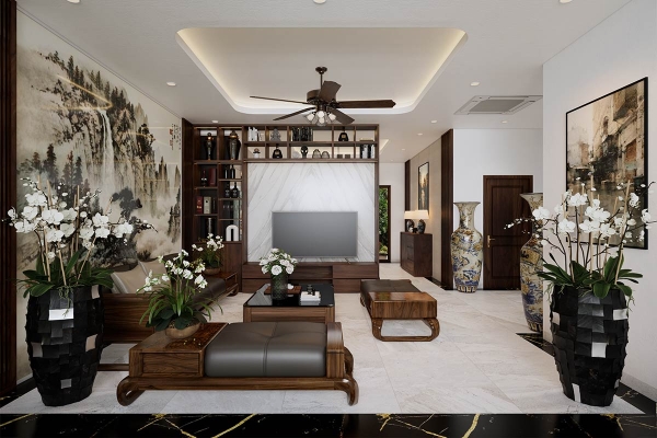 Thiết kế phòng khách ấn tượng nhà chịMai Nấm- Lạng Sơn