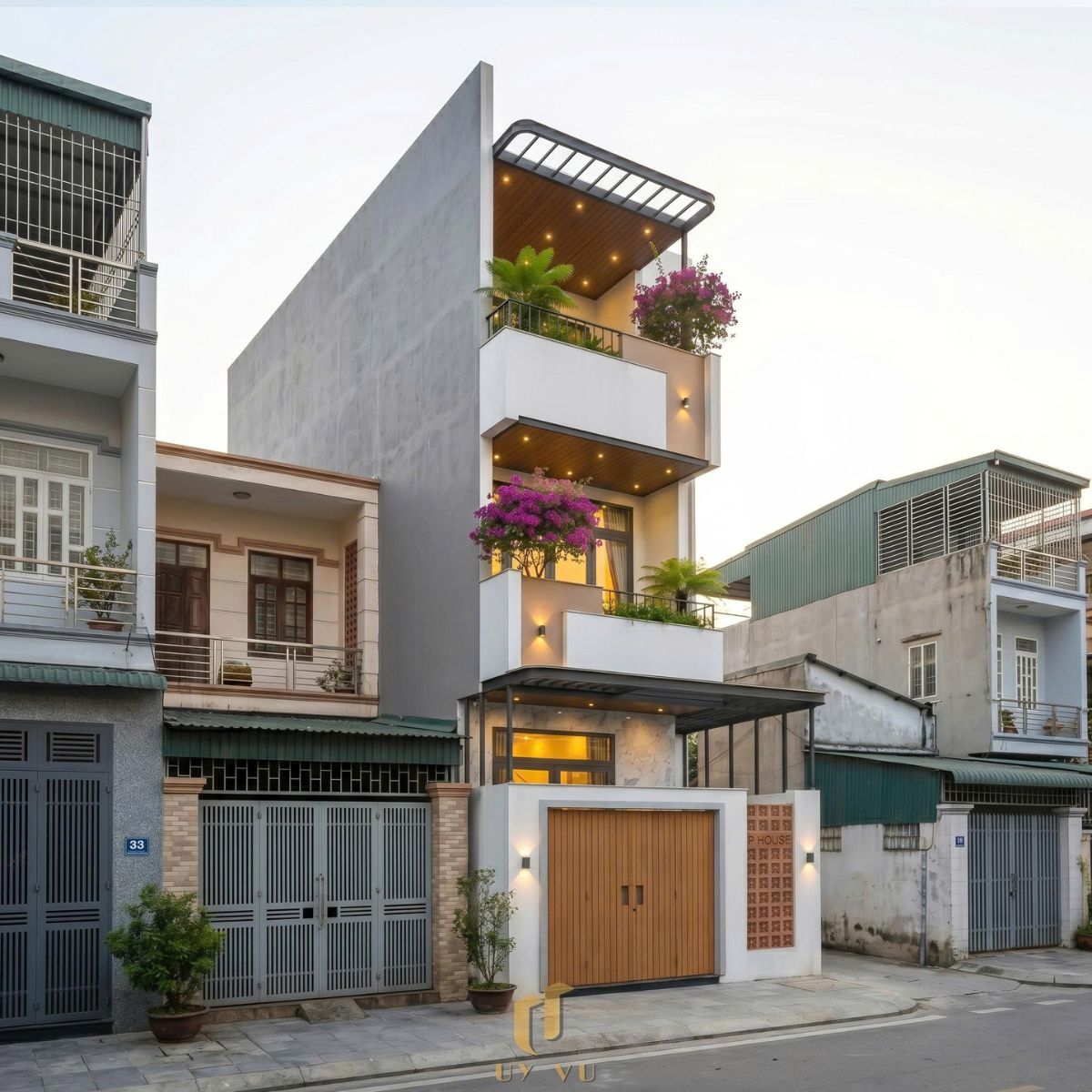P’ House – Sự Hài Hòa Giữa Ánh Sáng, Chất Liệu Và Không Gian Sống Thiết kế mặt tiền nhà của anh Phước