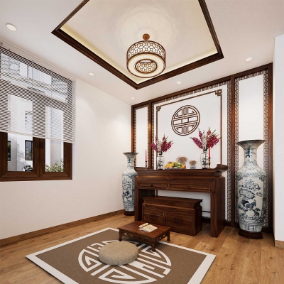 Phối cảnh phòng thờ nhà chị Mai Nấm