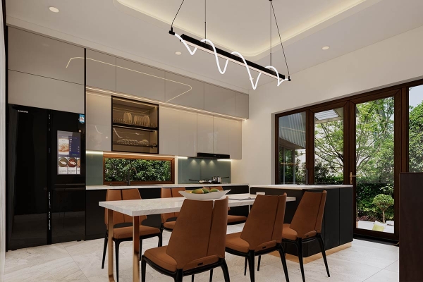 Không gian phòng bếp nhà chị Mai