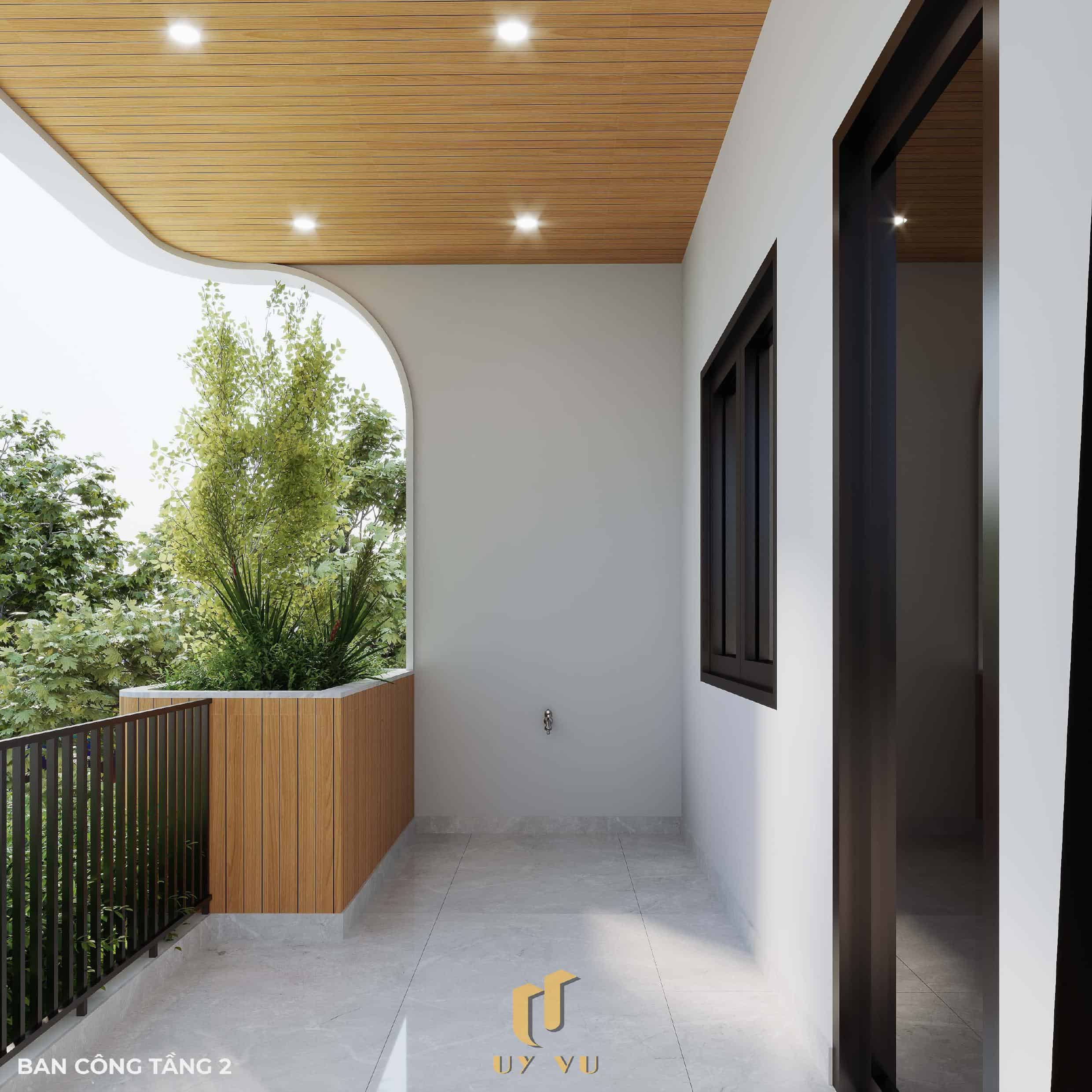 Tối ưu không gian sống với thiết kế nhà chị Hà - Hà Tĩnh Không gian ban công tầng 2 nhà chị Hà - Hà Tĩnh