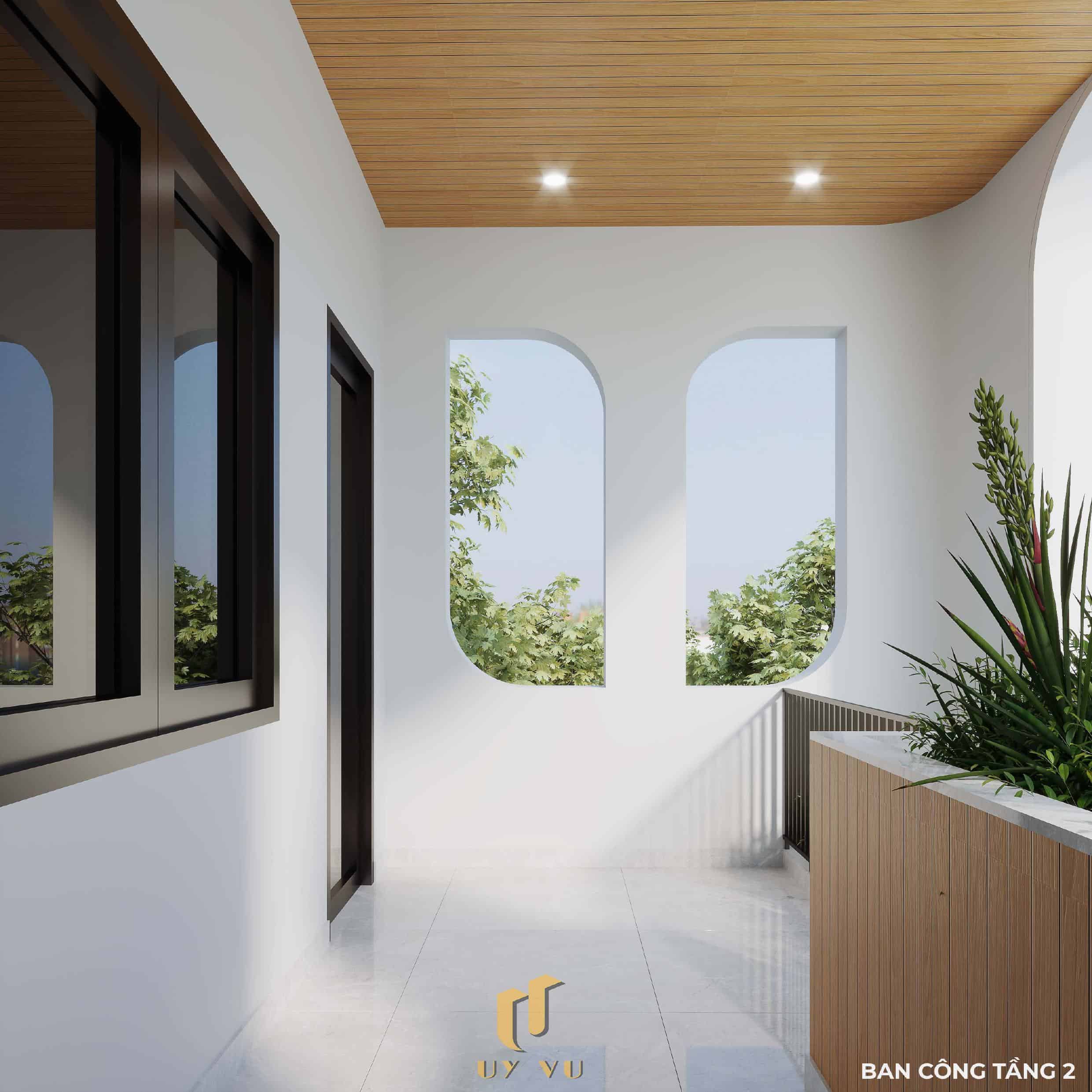 Tối ưu không gian sống với thiết kế nhà chị Hà - Hà Tĩnh Không gian ban công tầng 2 nhà chị Hà - Hà Tĩnh