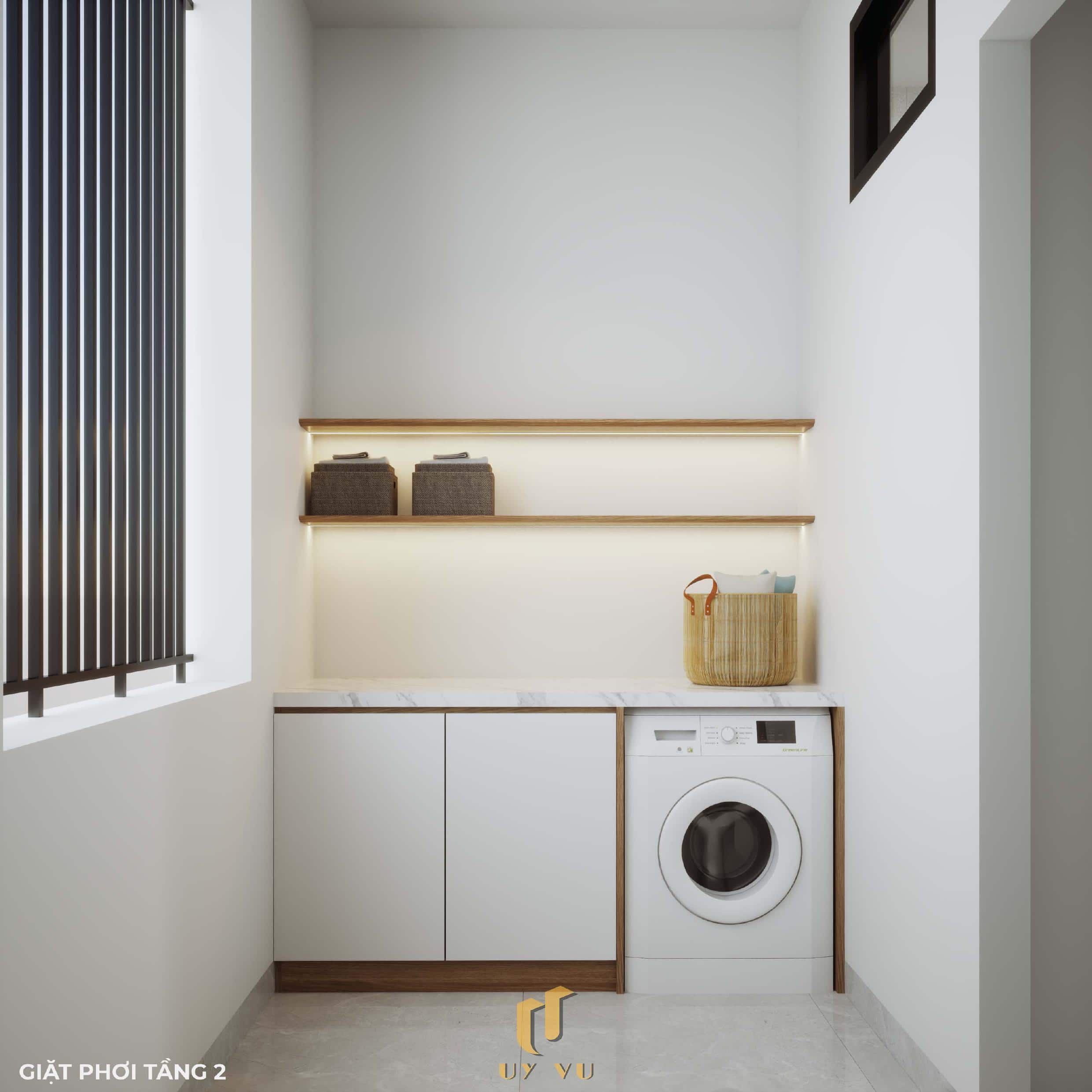 Tối ưu không gian sống với thiết kế nhà chị Hà - Hà Tĩnh Không gian giặt phơi nhà chị Hà