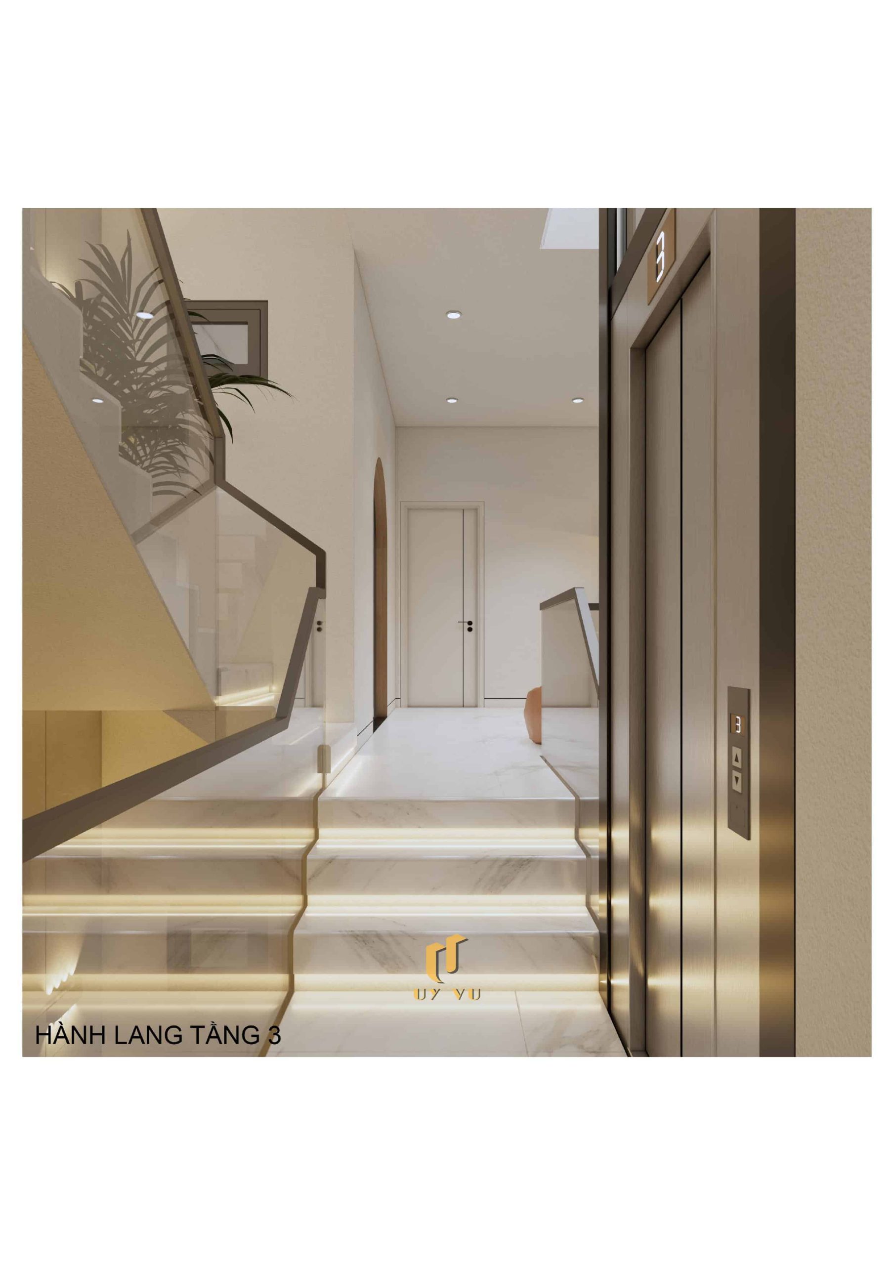 H's House - Từ ánh sáng tự nhiên đến cảm xúc trọn vẹn mỗi ngày Phối cảnh hành lang tầng 3 nhà anh Hiếu Đà Nẵng