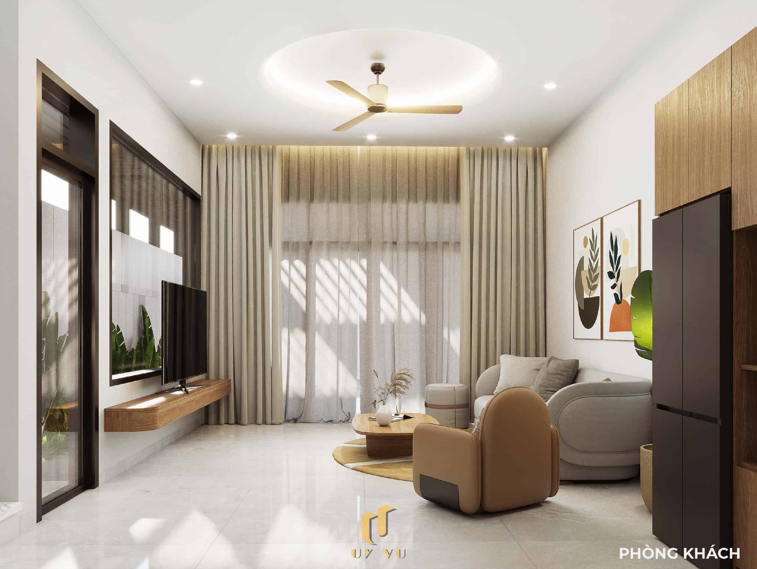 Tối ưu không gian sống với thiết kế nhà chị Hà - Hà Tĩnh Không gian phòng khách nhà chị Hà