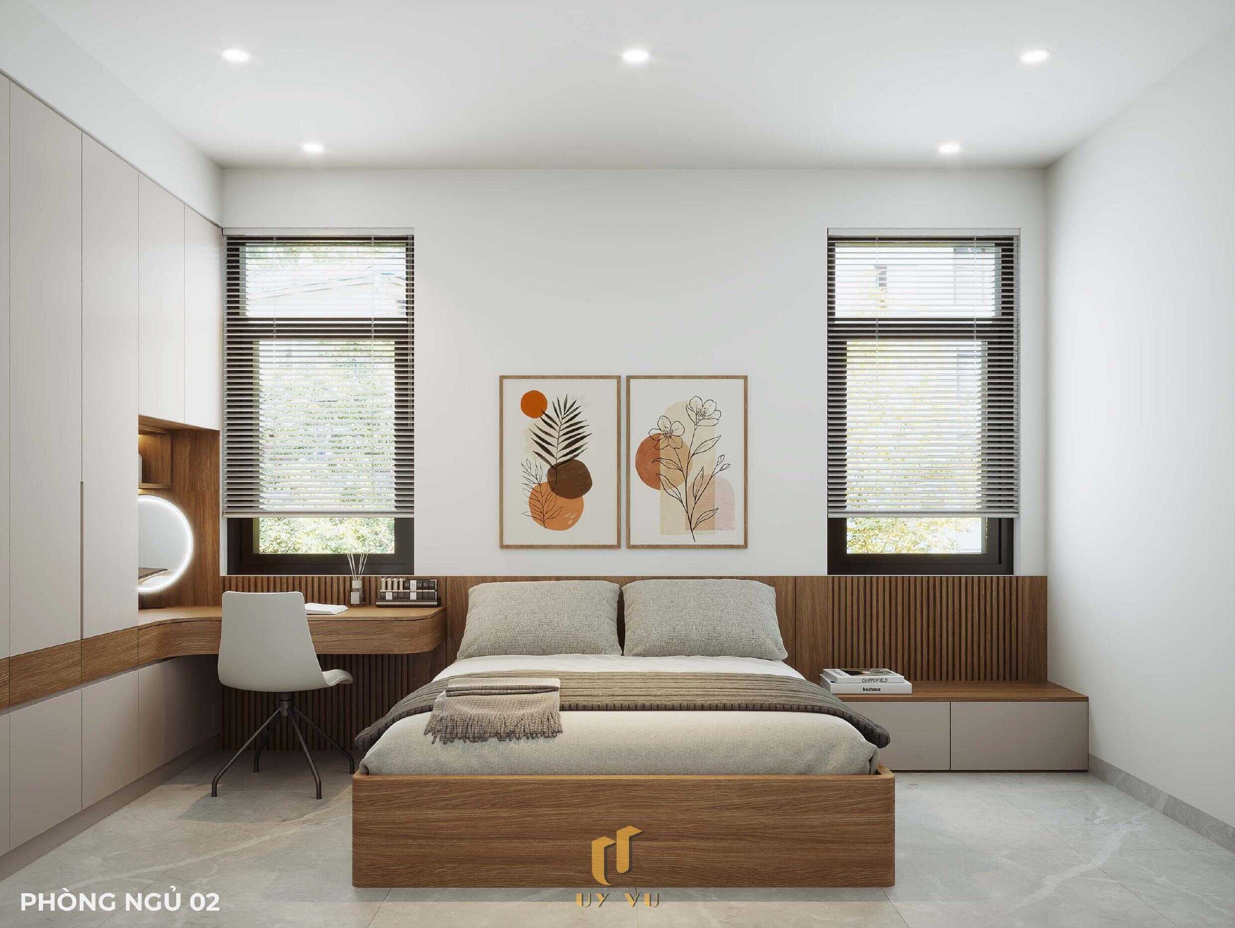 Tối ưu không gian sống với thiết kế nhà chị Hà - Hà Tĩnh Không gian phòng ngủ tầng 2 nhà chị Hà