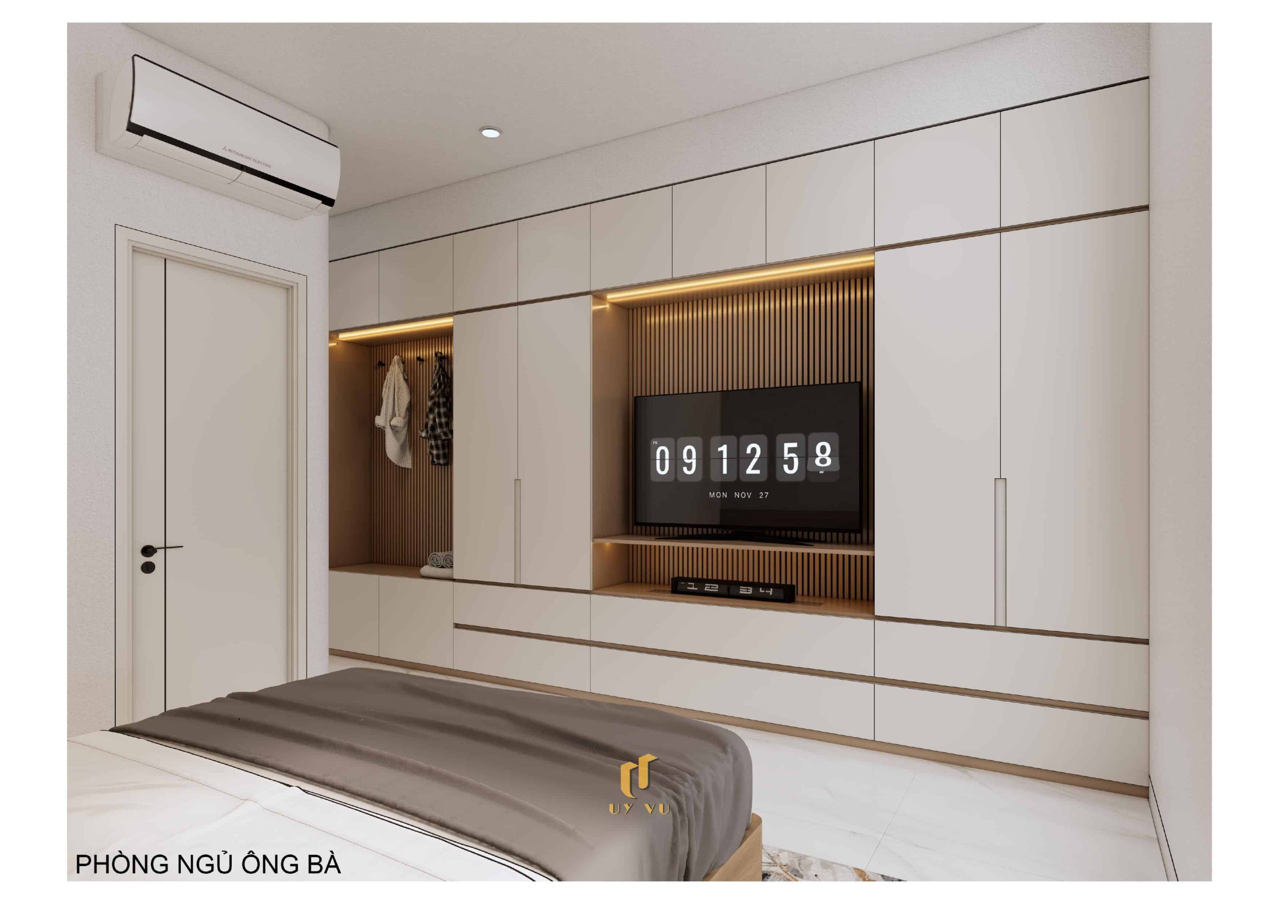 H's House - Từ ánh sáng tự nhiên đến cảm xúc trọn vẹn mỗi ngày Phối cảnh phòng ngủ ông bà nhà anh Hiếu Đà Nẵng