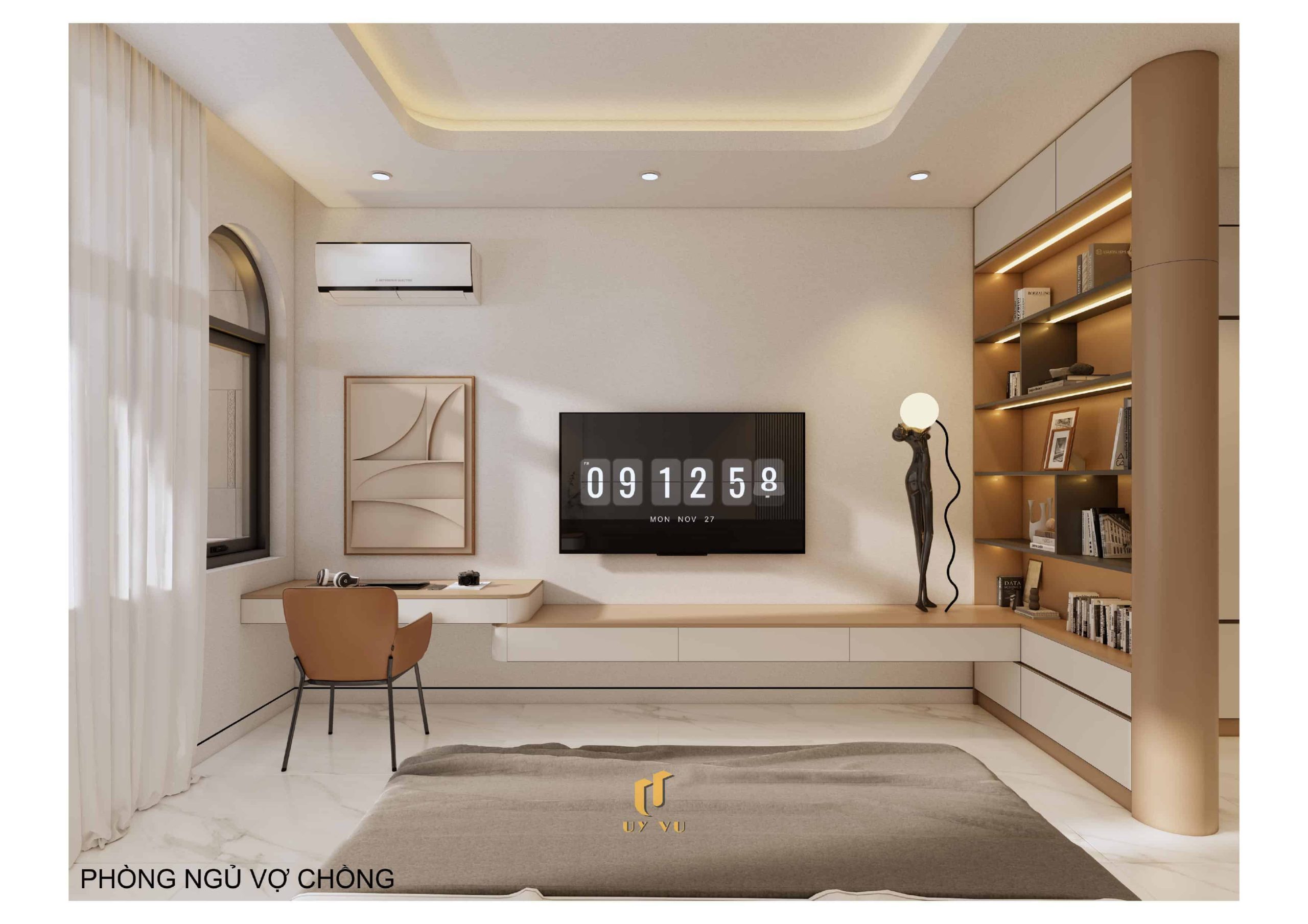 H's House - Từ ánh sáng tự nhiên đến cảm xúc trọn vẹn mỗi ngày Phối cảnh phòng ngủ vợ chồng nhà anh Hiếu Đà Nẵng