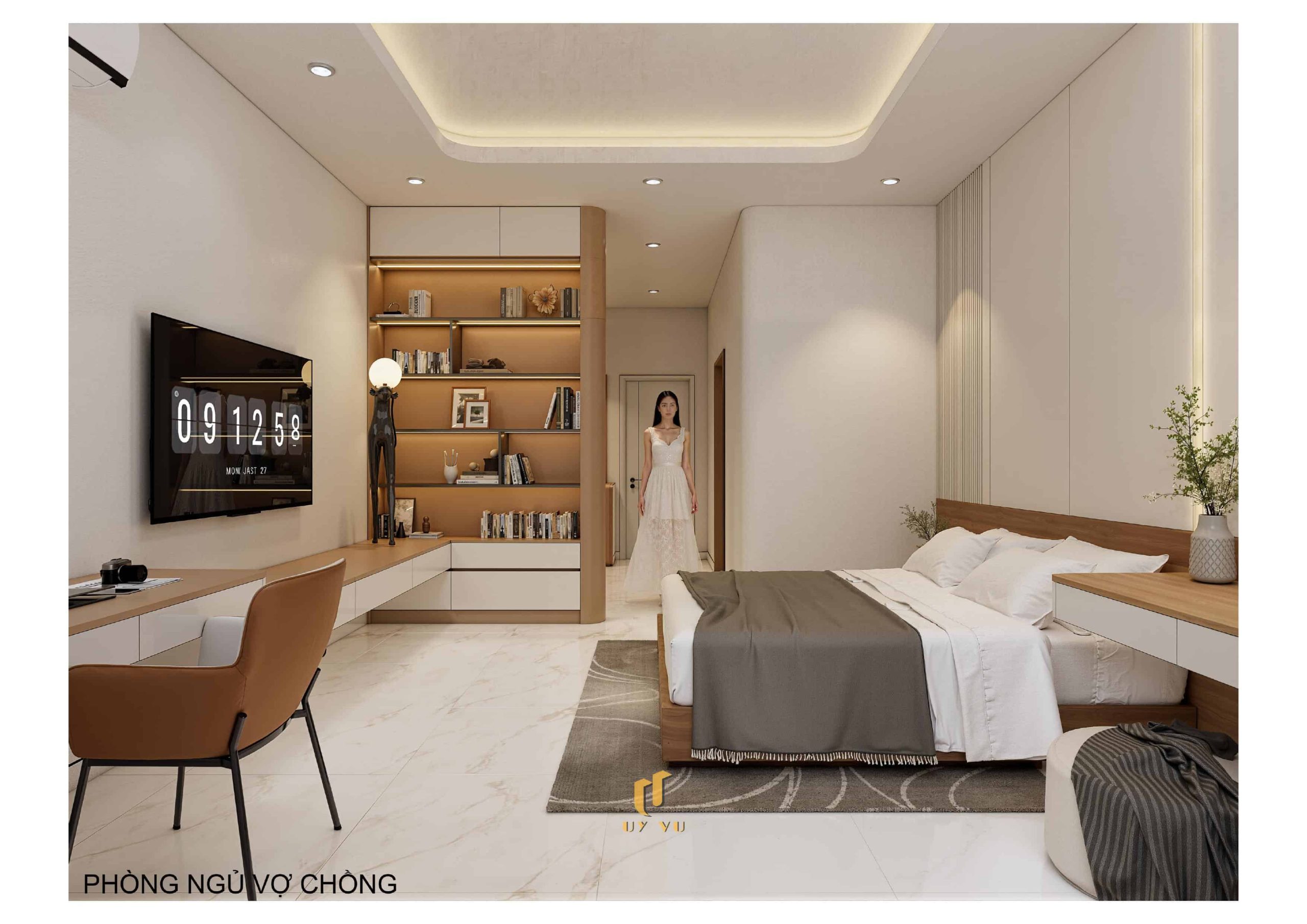 H's House - Từ ánh sáng tự nhiên đến cảm xúc trọn vẹn mỗi ngày Phối cảnh phòng ngủ vợ chồng nhà anh Hiếu Đà Nẵng