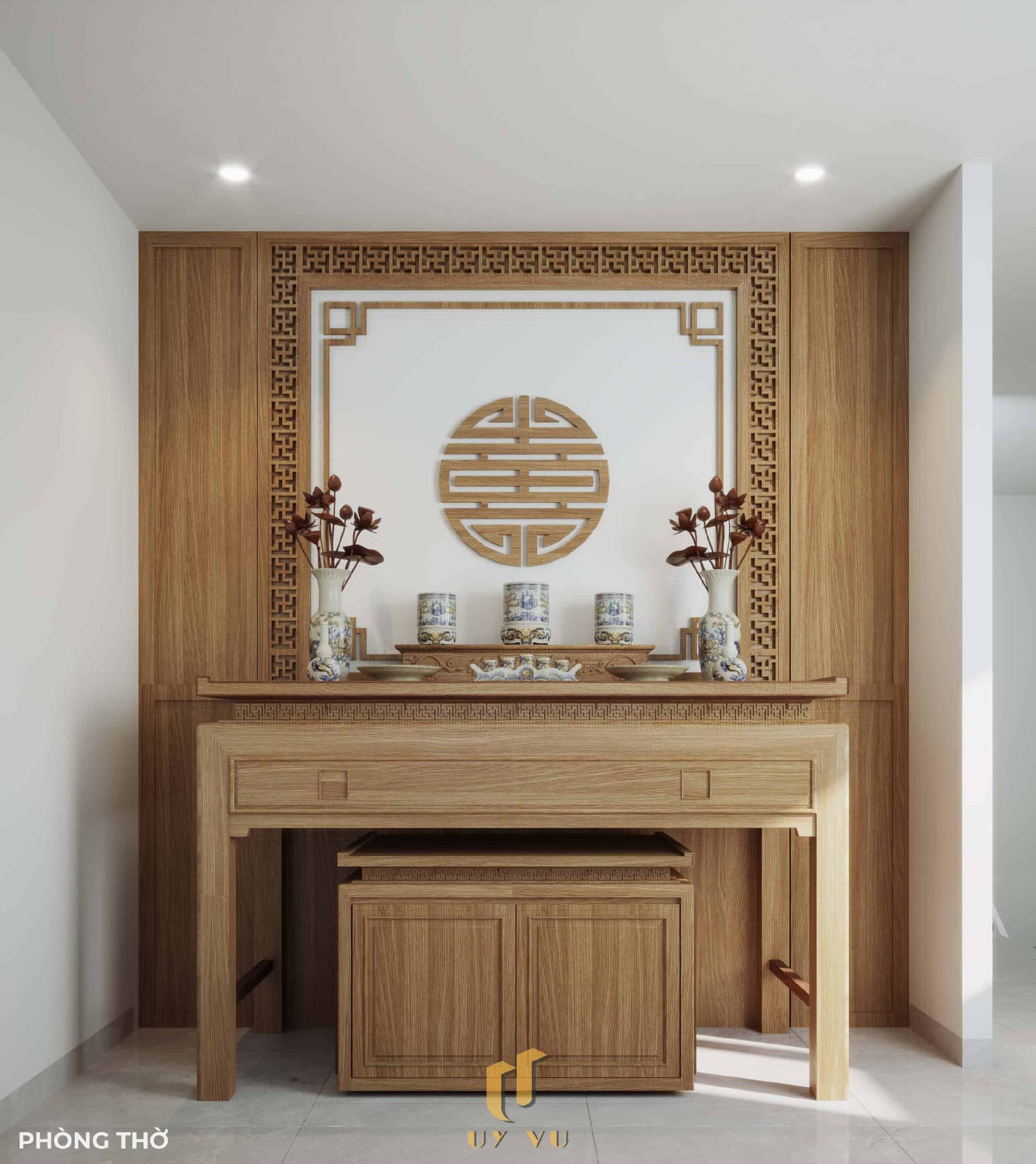 Tối ưu không gian sống với thiết kế nhà chị Hà - Hà Tĩnh Không gian phòng thờ nhà chị Hà