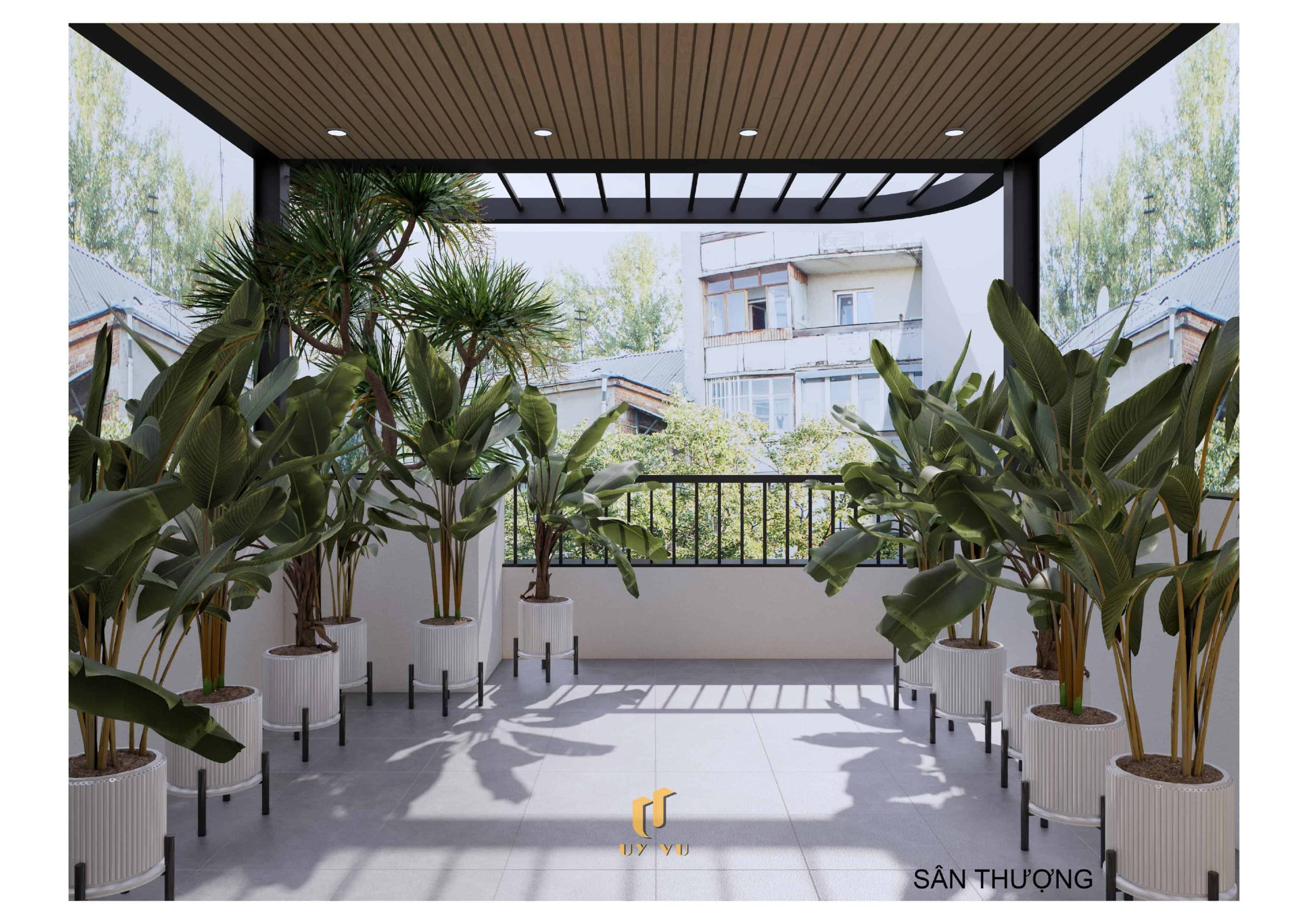 H's House - Từ ánh sáng tự nhiên đến cảm xúc trọn vẹn mỗi ngày Phối cảnh sân thượng nhà anh Hiếu Đà Nẵng