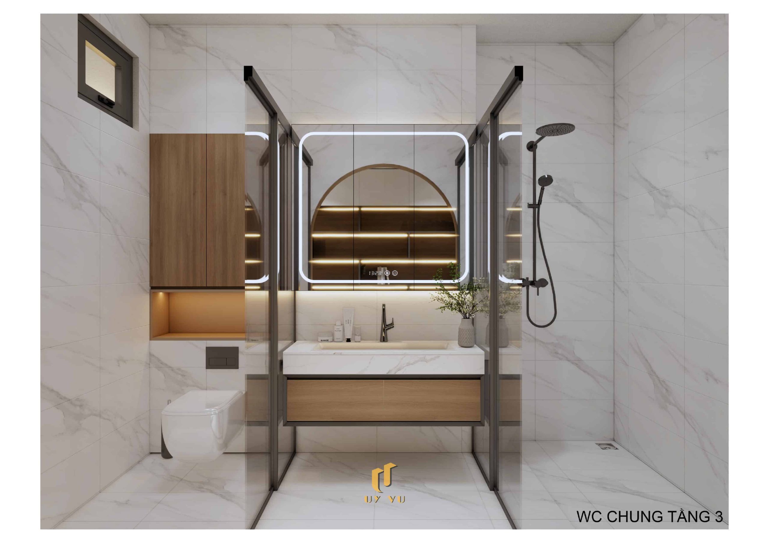 H's House - Từ ánh sáng tự nhiên đến cảm xúc trọn vẹn mỗi ngày Phối cảnh wc chung tầng 3 nhà anh Hiếu Đà Nẵng