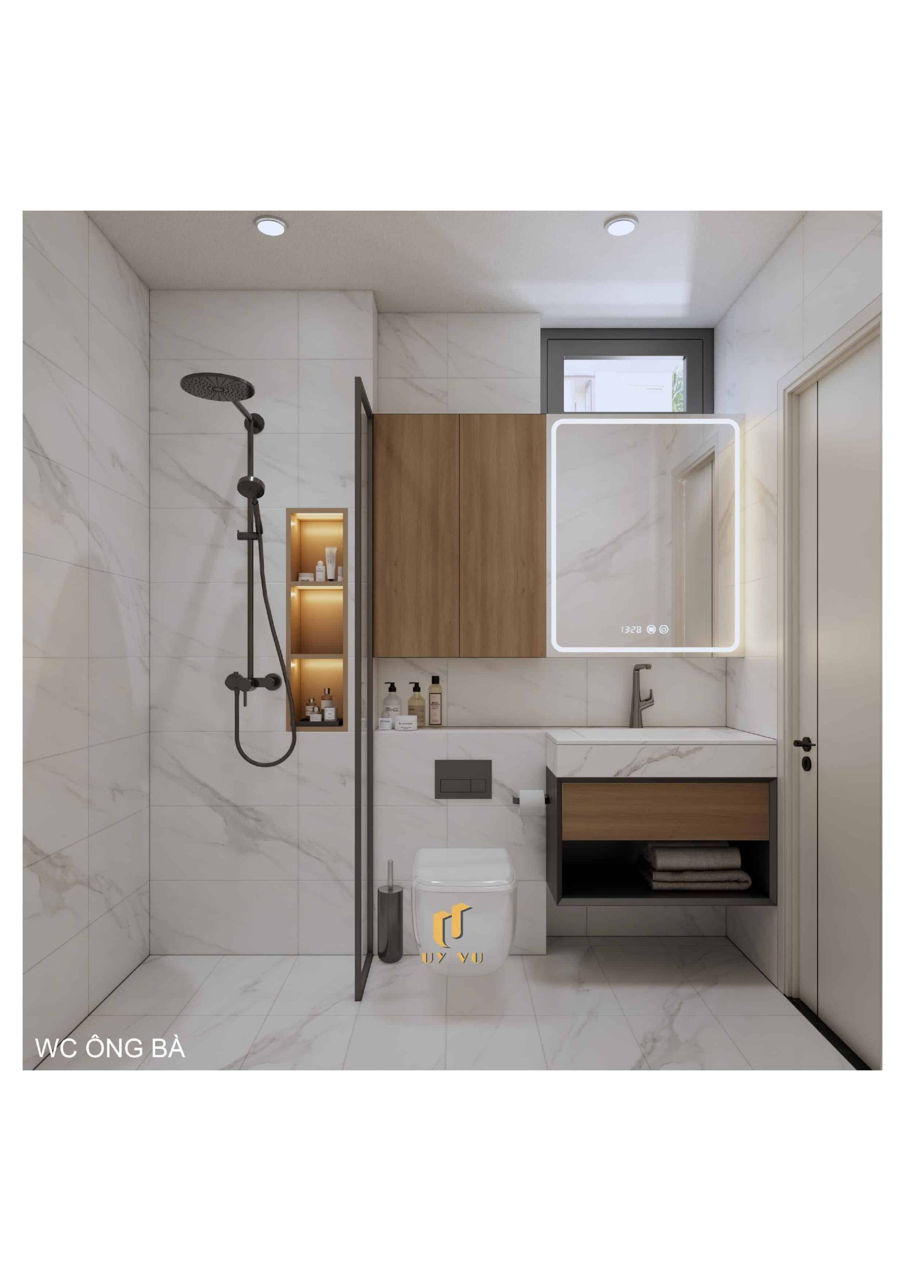 H's House - Từ ánh sáng tự nhiên đến cảm xúc trọn vẹn mỗi ngày Phối cảnh wc phòng ngủ ông bà nhà anh Hiếu Đà Nẵng