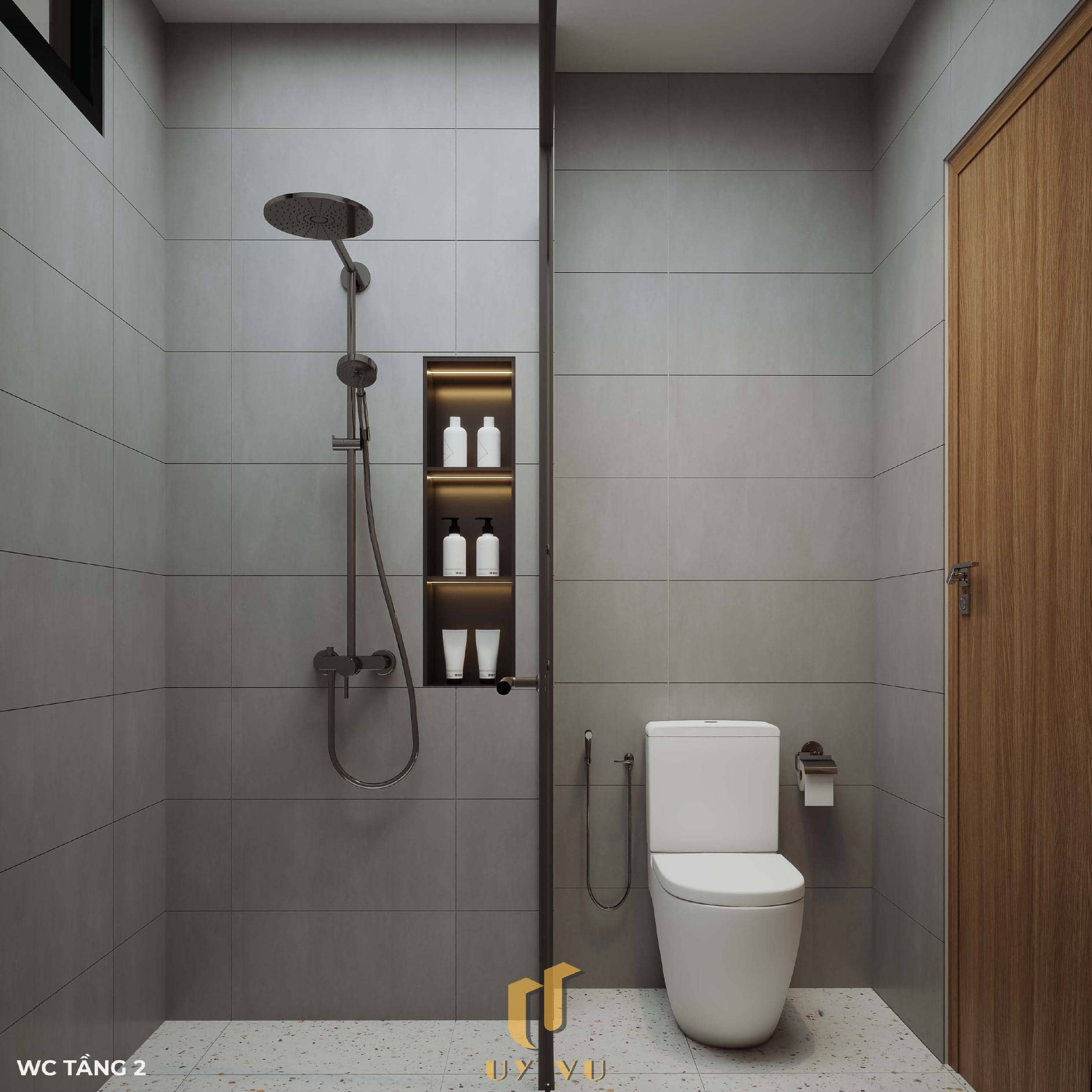 Tối ưu không gian sống với thiết kế nhà chị Hà - Hà Tĩnh Không gian wc phòng ngủ tầng 2 nhà chị Hà