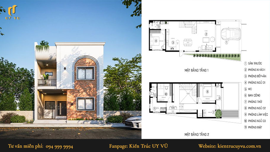 mẫu nhà đẹp 2 tầng 60m2