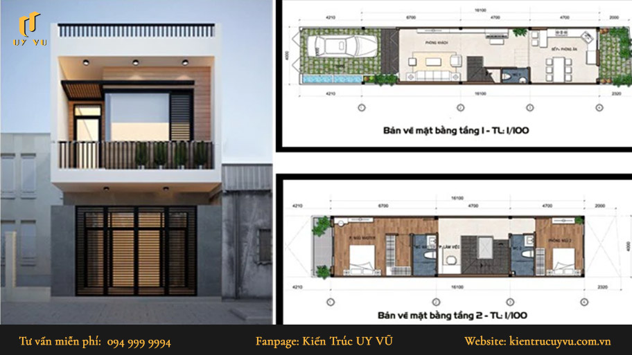 thiết kế nhà đẹp 2 tầng 70m2