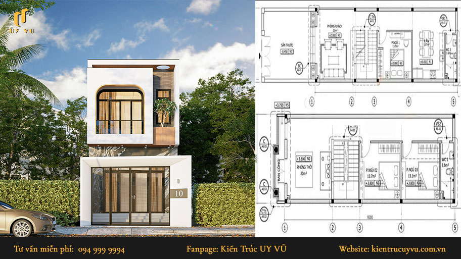 nhà đẹp 2 tầng 3 phòng ngủ