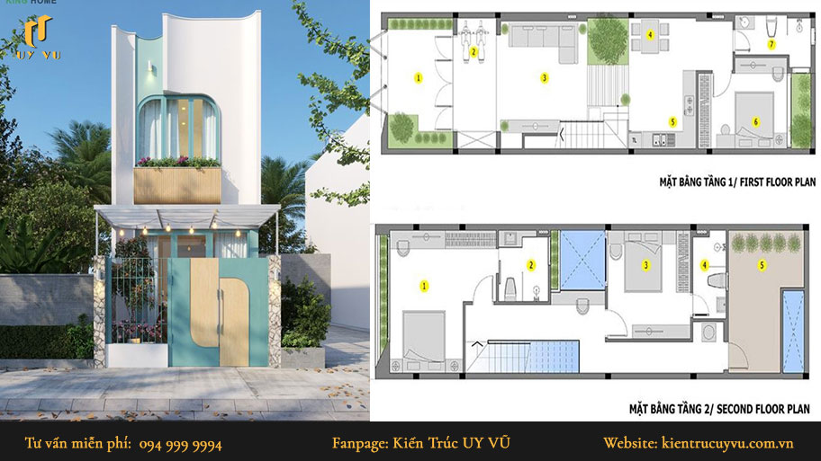 Mẫu nhà đẹp 2 tầng 60m2