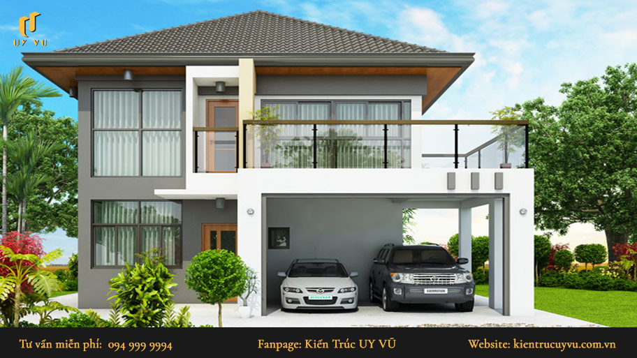 Thiết kế nhà phố đẹp 2 tầng 700 triệu