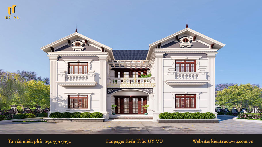 mẫu nhà phố 2 tầng đẹp chữ u