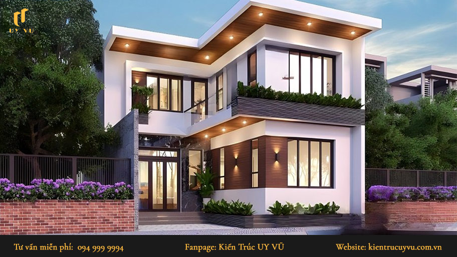 mẫu nhà đẹp 2 tầng mái bằng