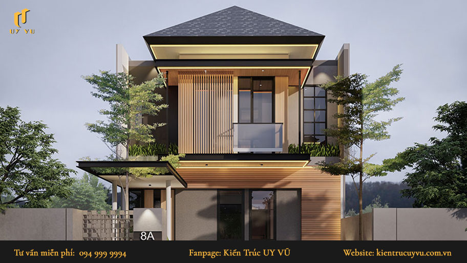 mẫu thiết kế nhà phố đẹp hiện đại 2 tầng