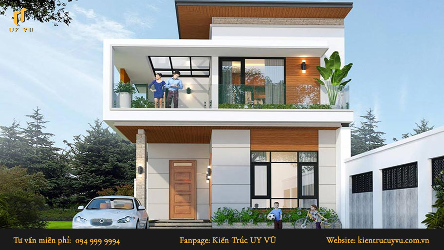 thiết kế nhà đẹp 2 tầng mái bằng