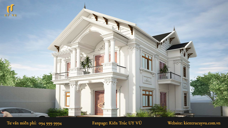 Mẫu nhà phố 2 tầng đẹp phong cách tân cổ điển