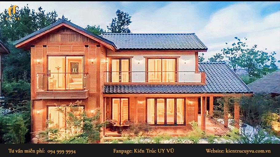 Mẫu thiết kế nhà 2 tầng với phong cách thô mộc