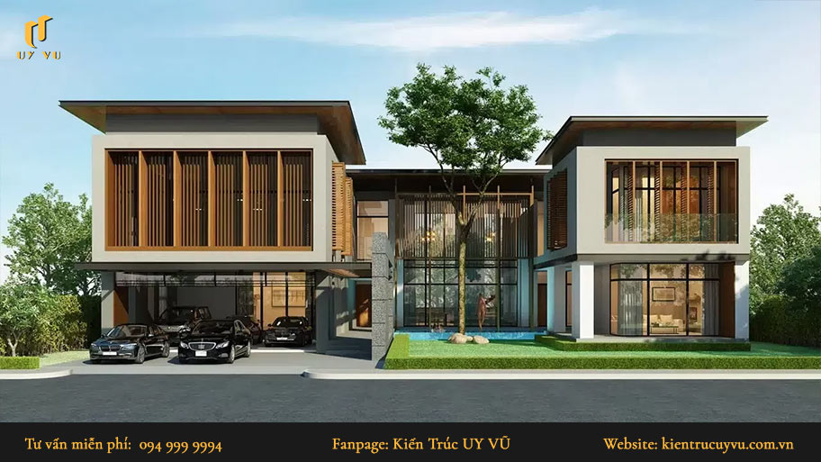 nhà đẹp 2 tầng chữ U