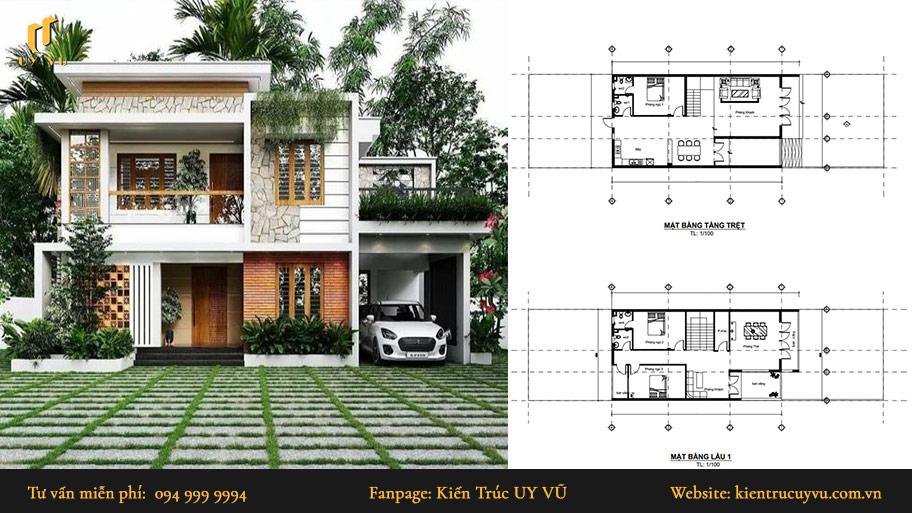 Mẫu thiết kế nhà đẹp 2 tầng 90m2