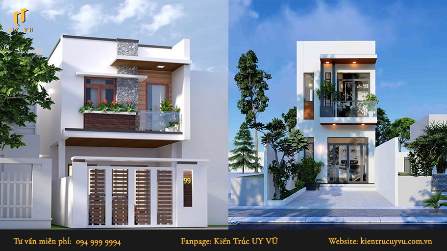 Mẫu thiết kế nhà 2 tầng mặt tiền nhỏ