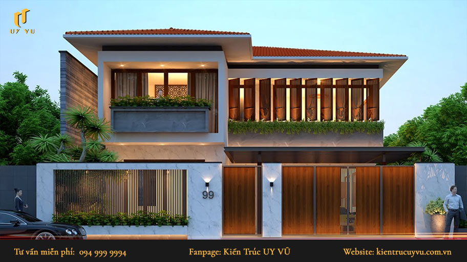 mẫu nhà phố đẹp 2 tầng không gian mở