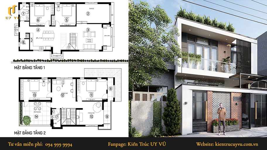 mẫu nhà phố đẹp mặt tiền rộng 8m